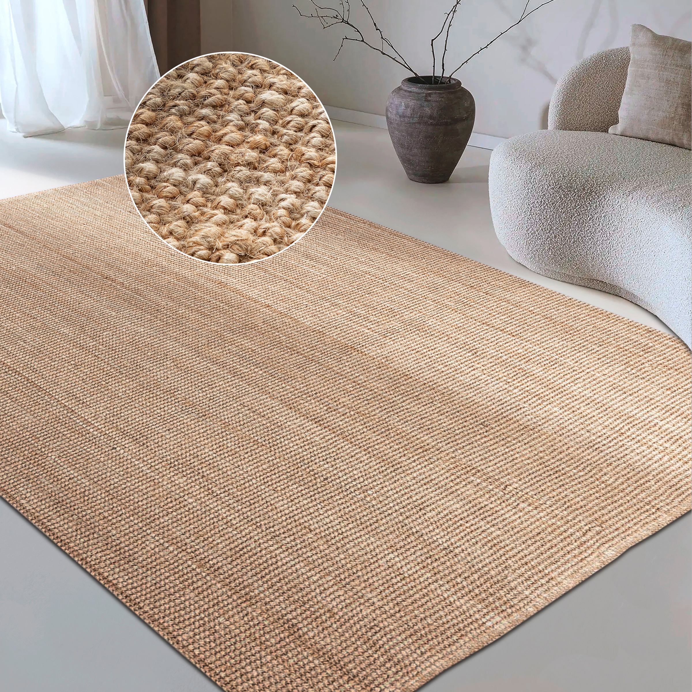 Teppich MY HOME "Avot Juteteppich", beige (natur gold), B:160cm H:10mm L:230cm, Jute, Teppiche, Teppich, 100% Jutefaser, Läufer, Esszimmer, Wohnzimmer, Skandi