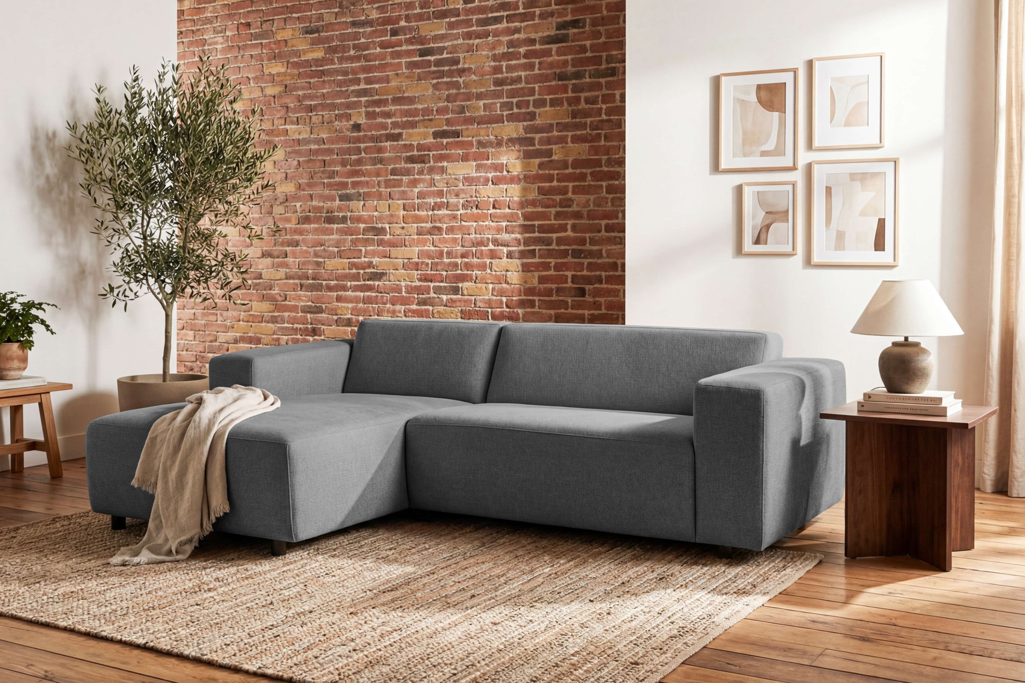 OTTO home Ecksofa "Jellon kompakte Eckcouch" Breite 232 cm, L-Form, Chenille, mit Welleunterfederung