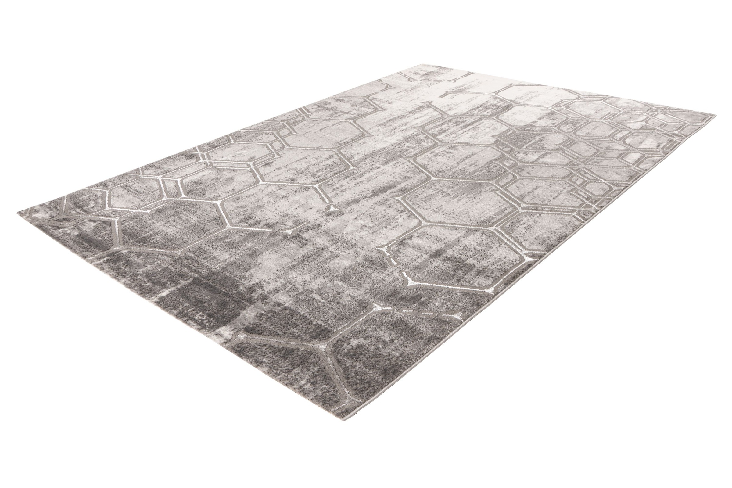 Teppich KAYOOM "Mineral 525", silber, B:200cm H:12mm L:290cm, Polypropylen, Teppiche, Teppich, Kurzflor, Hoch Tief Struktur, Wohnzimmer 2