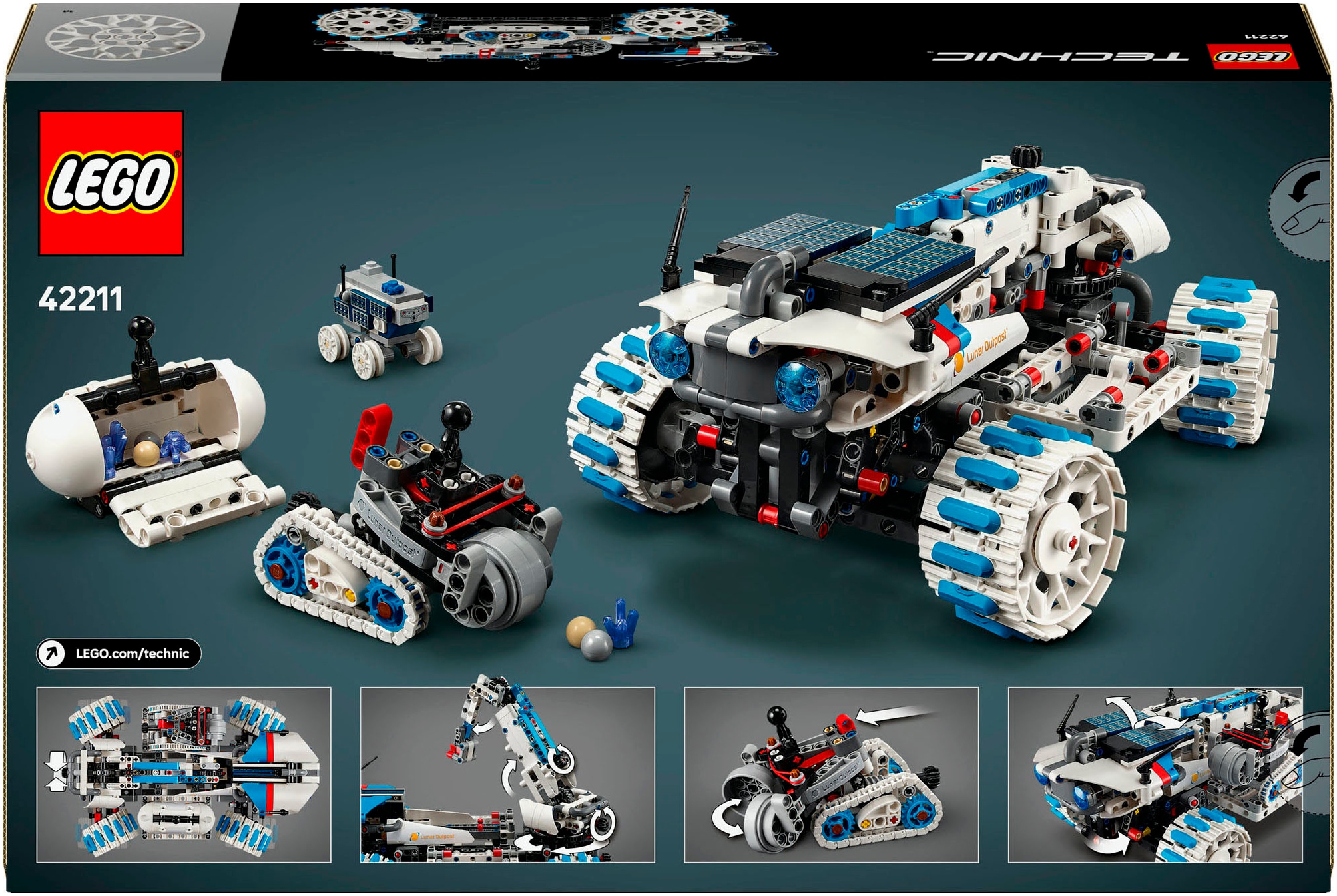 LEGO® Konstruktionsspielsteine »Lunar Outpost Mondrover-Raumfahrzeug (42211), LEGO Technic«, (1082 St.), Made in Europe