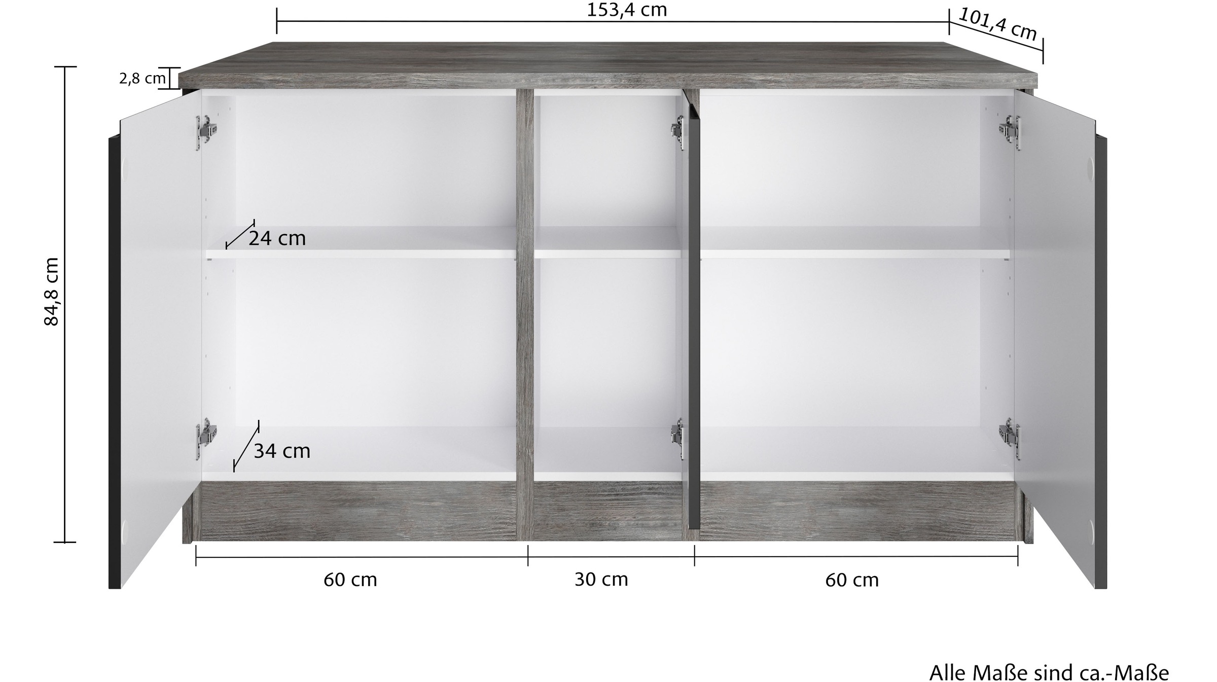 KOCHSTATION Kücheninsel »KS-Virginia«, Breite 153 cm, MDF-Fronten, Flaschenregal