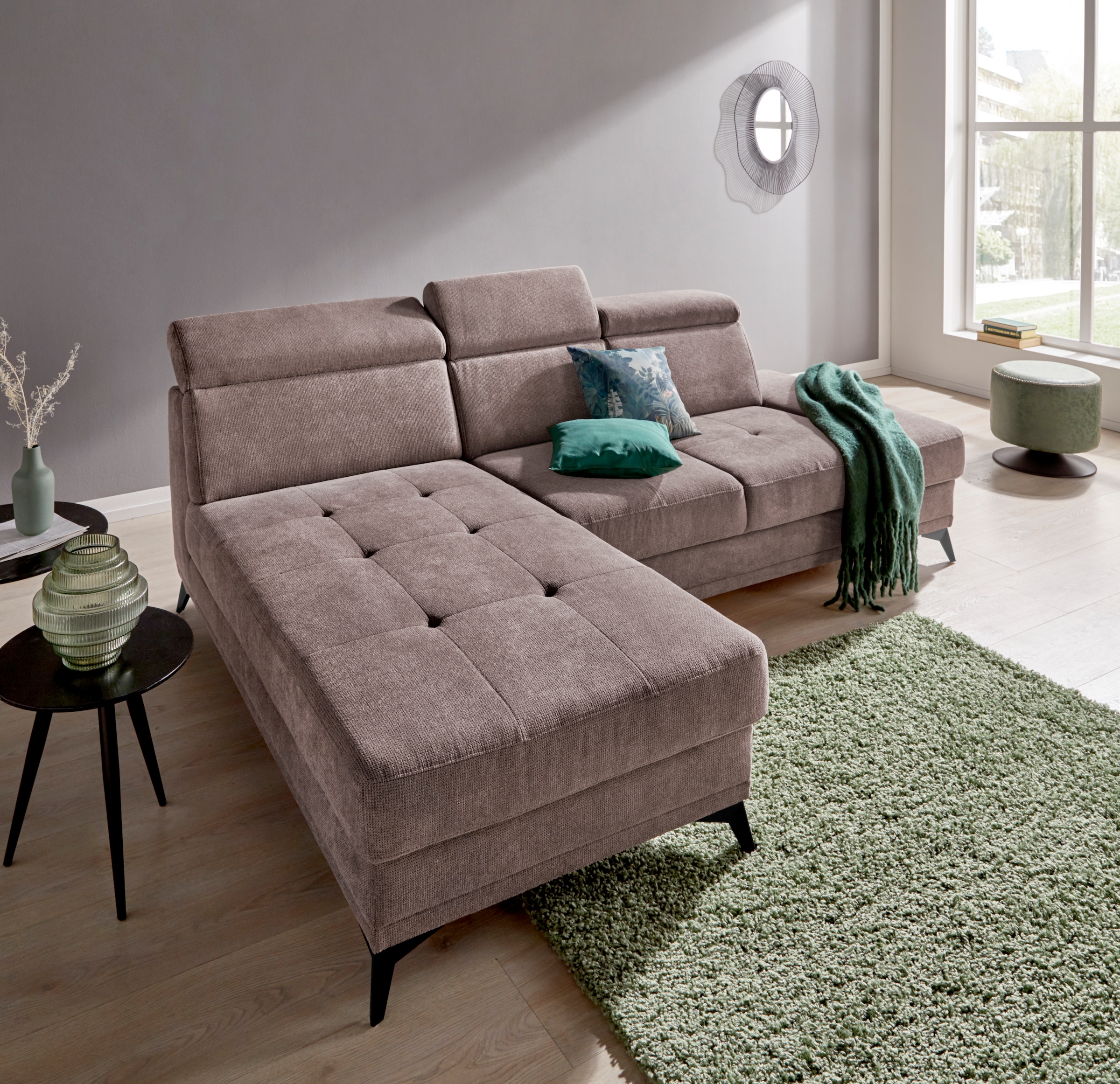 Home affaire Ecksofa "Cardiz L-Form" inkl.Kopfteilverstellung und Federkern günstig online kaufen