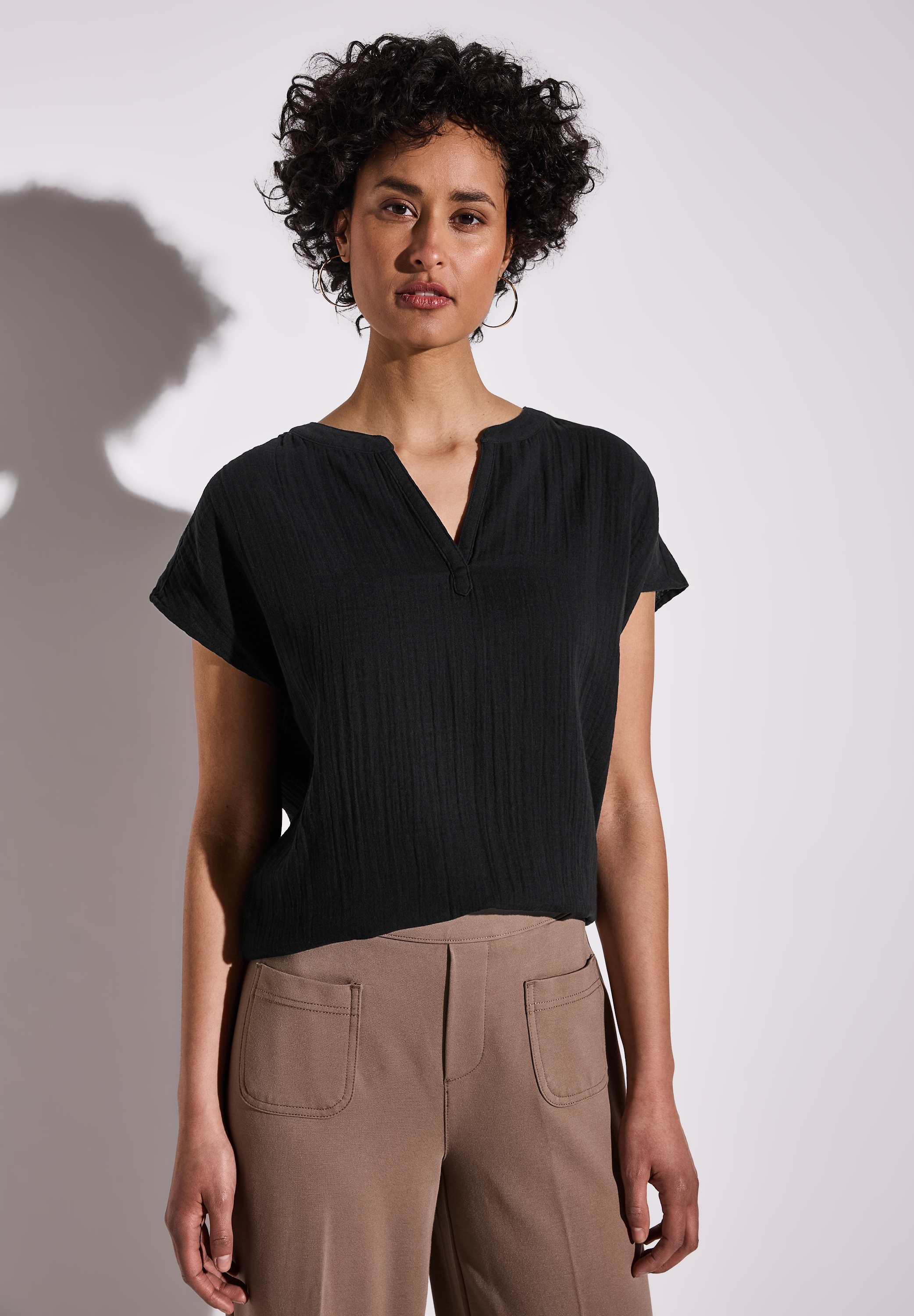STREET ONE Hemdbluse aus reiner Baumwolle