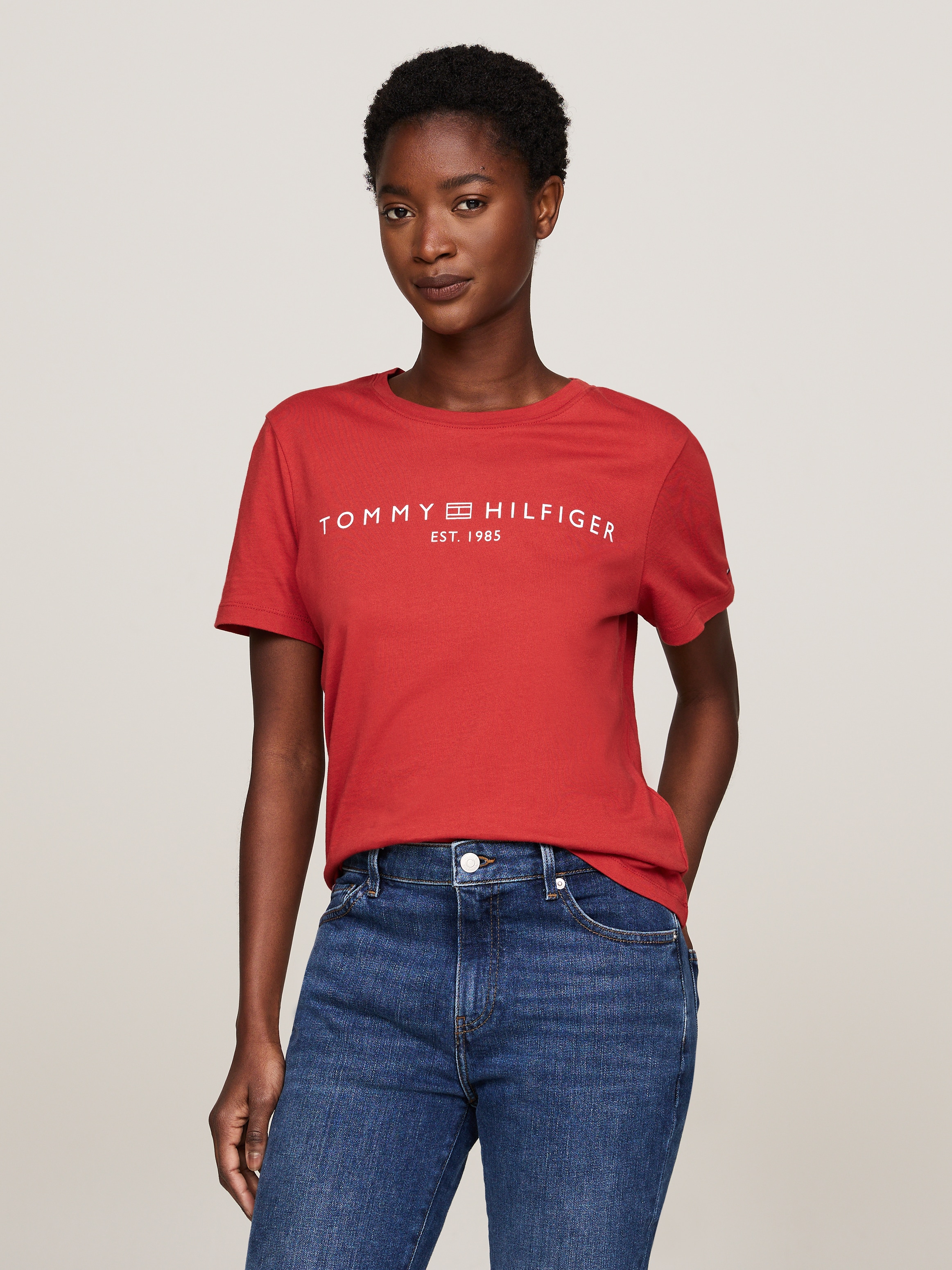 Tommy Hilfiger Kurzarmshirt "REG CORP LOGO C-NK SS" Baumwolle