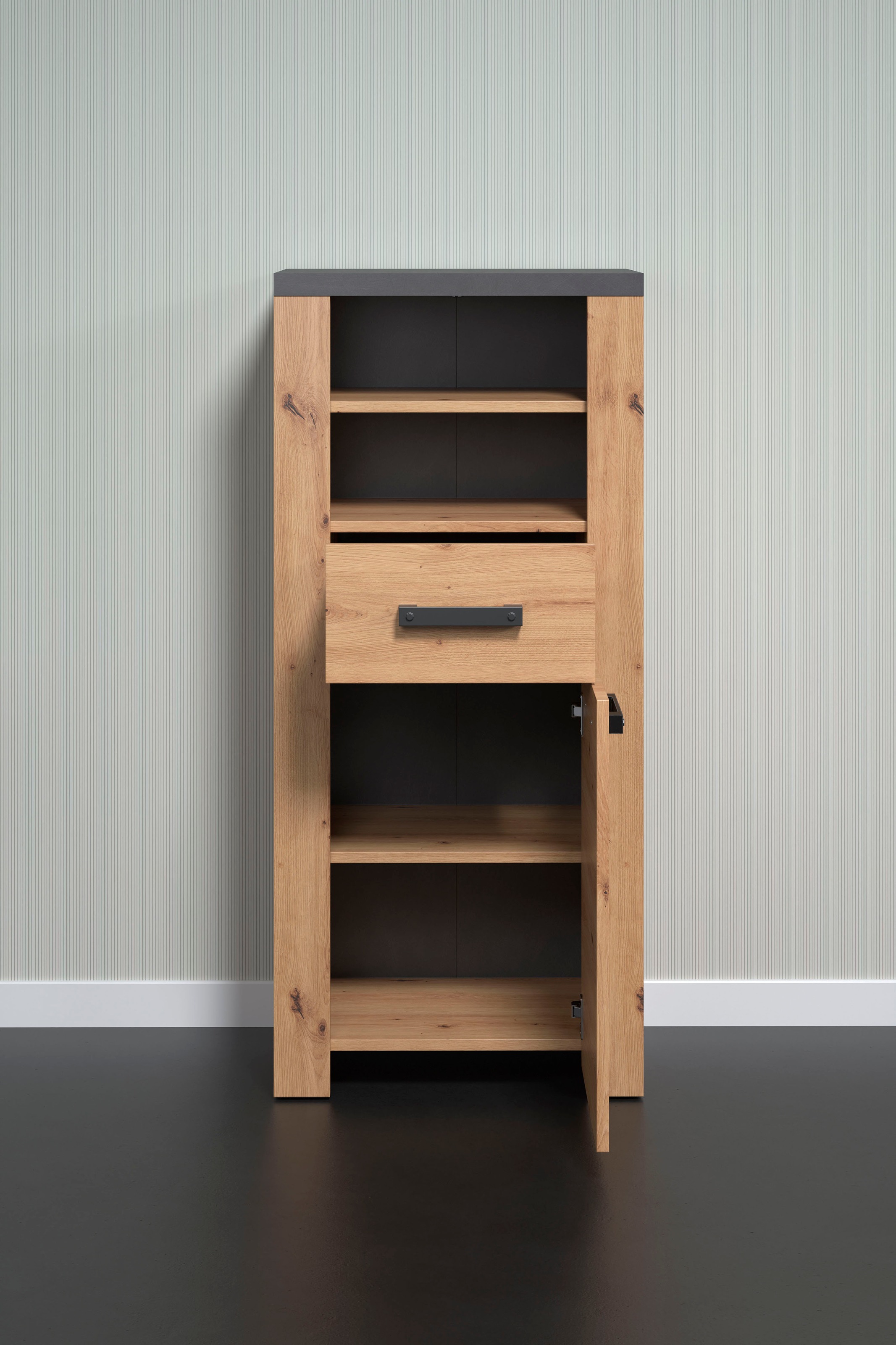 Home affaire Midischrank »Ambres«, (1 St.), Badschrank in matter Echtholzoptik - Maße (B/T/H) 53/35/118 cm