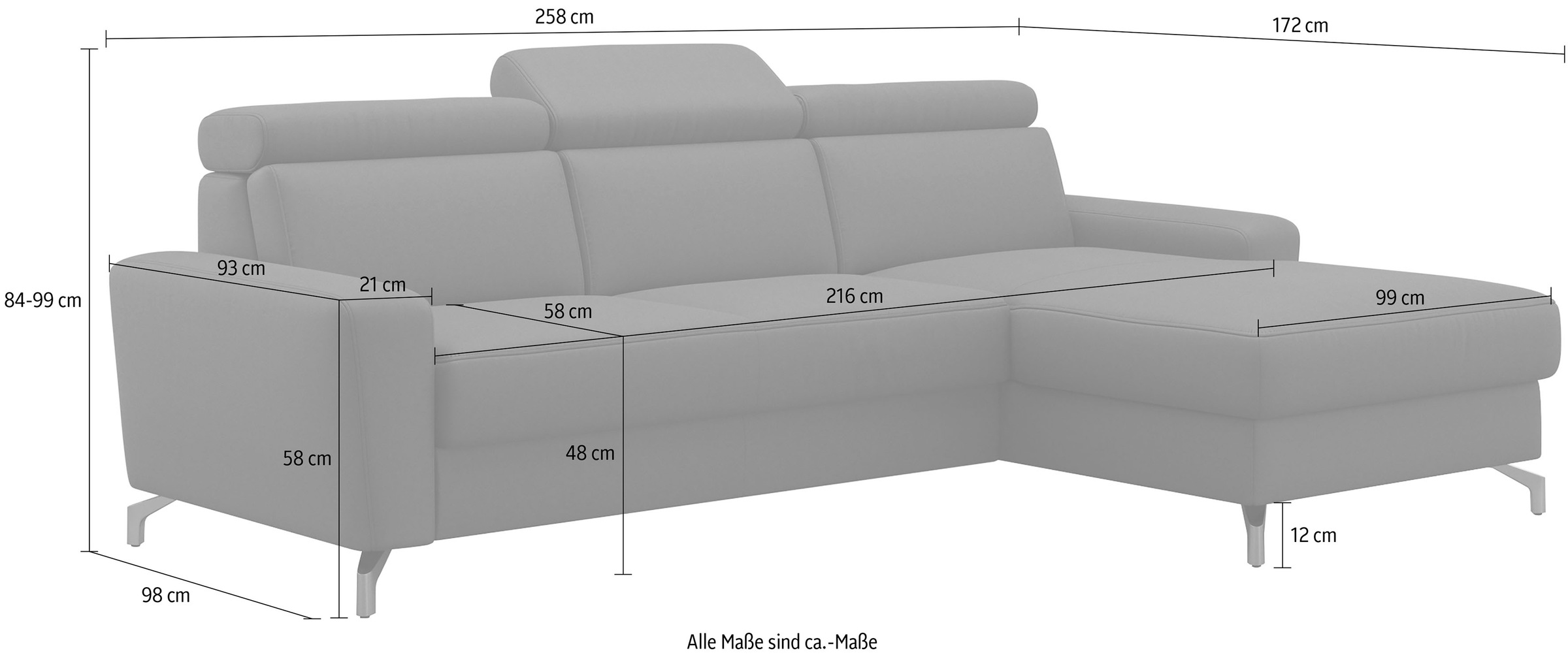 sit&more Ecksofa »Scarlett L-Form« inklusive Kopfteilverstellung, wahlweise mit Bettfunktion, Bettkasten
