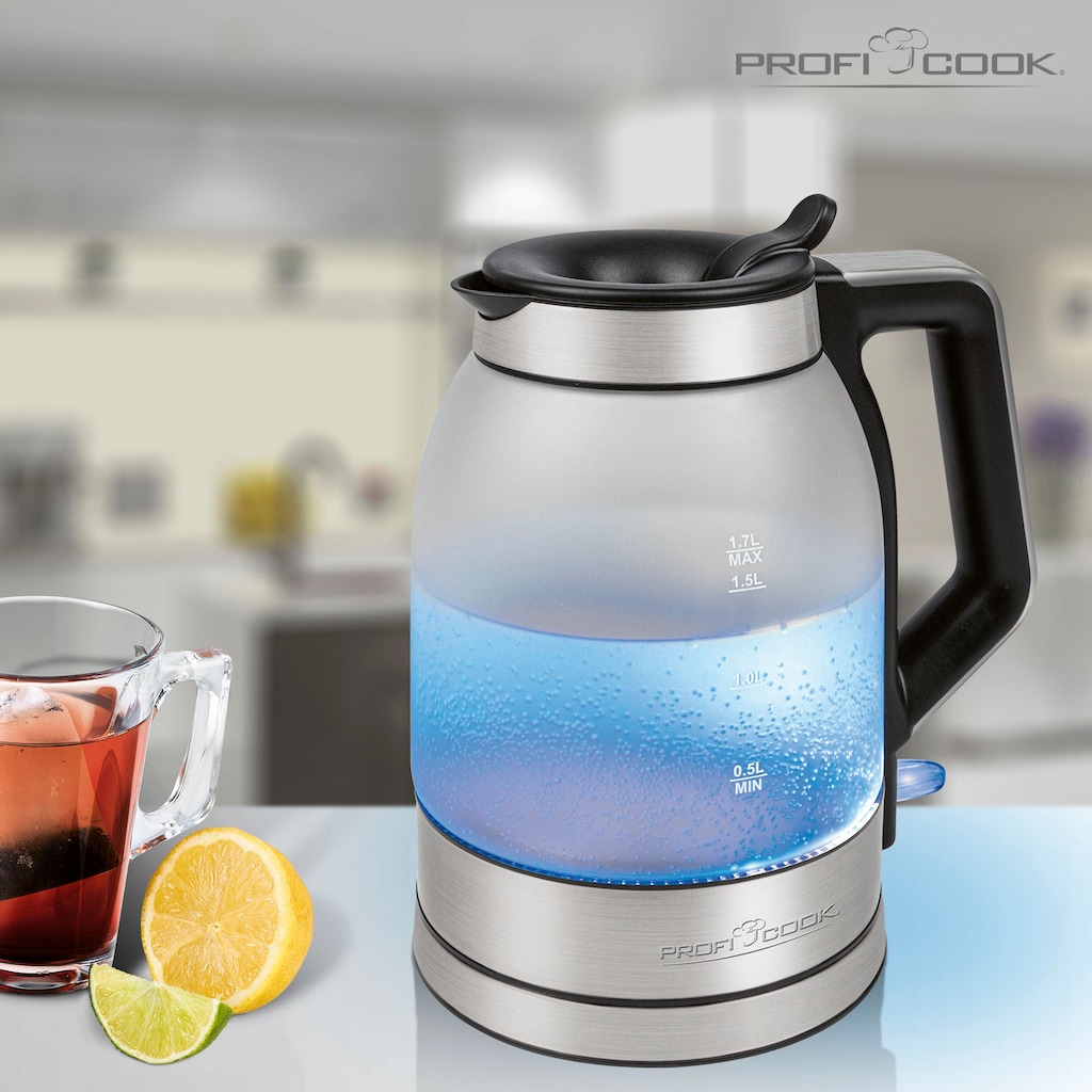 ProfiCook Wasserkocher »PC-WKS 1215 G inox, Glas, 360°«, 1,7 l, 2200 W