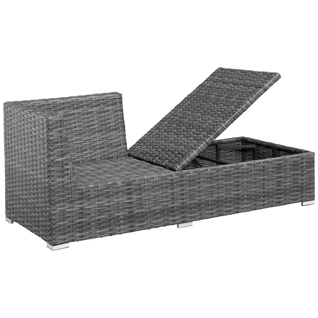 KONIFERA Gartenlounge-Set »New York«, (21 tlg., 1x 3er AZ-Sofa, 1x Ecke, 1x Sessel, 1x Ottomane mit Staufach, 1x Tisch), Tisch 110x65 cm, Aluminium,Polyrattan,individuell stellbar,10 Personen