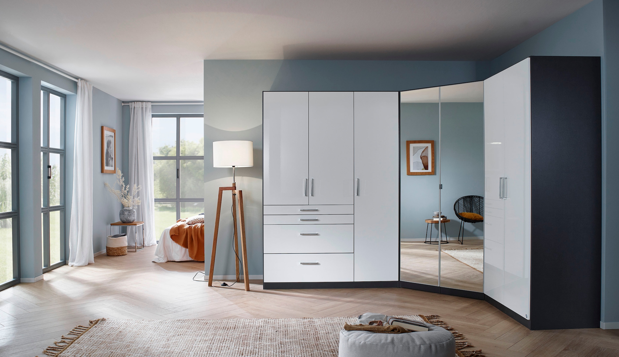 rauch Schrank-Set »Kleiderschrank Schrank Garderobe Garderobenschrank Eckschrank HOMBURG«, viel Stauraum, oberer Schubkasten mit Einteilung MADE IN GERMANY