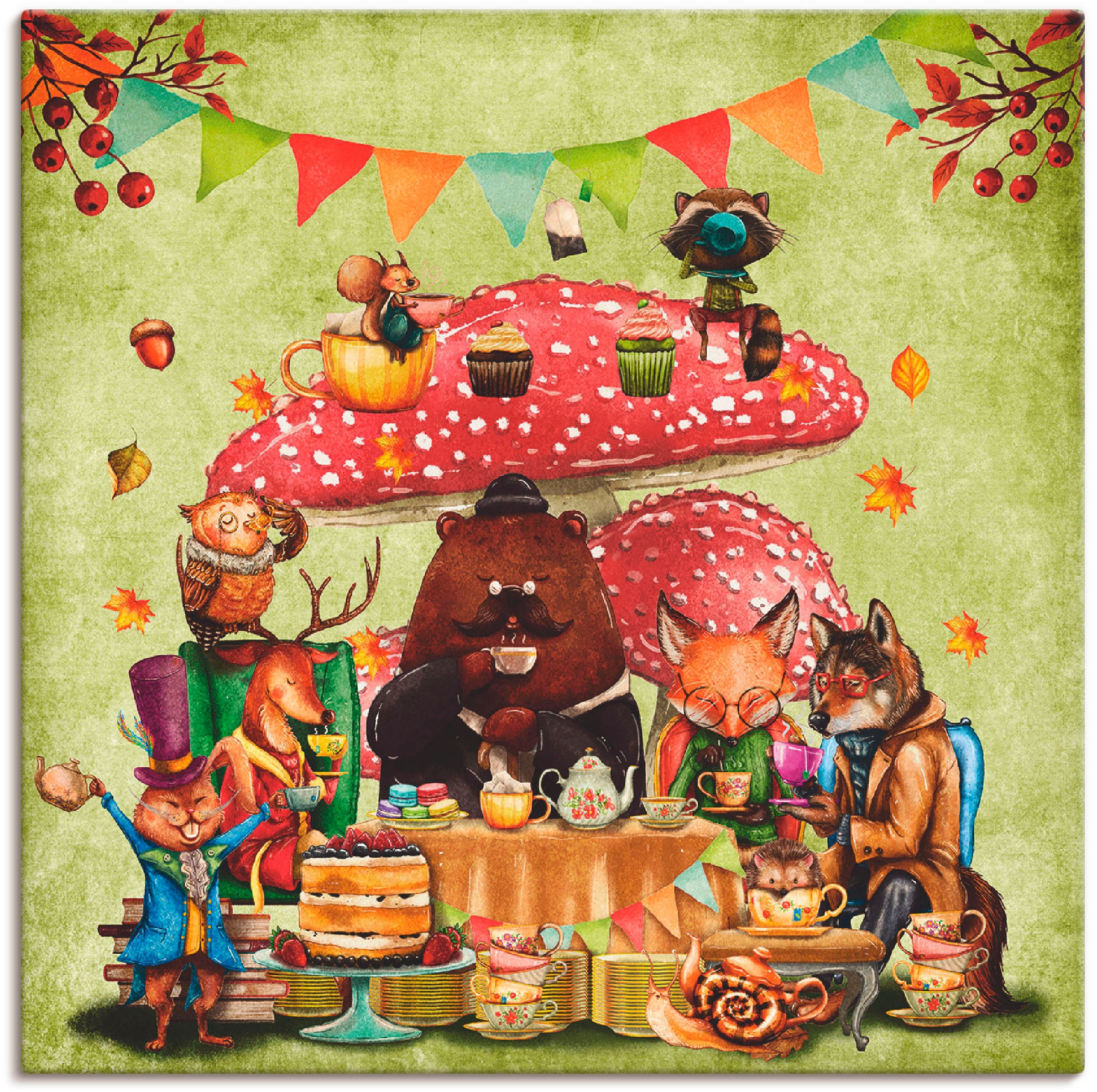 Artland "Wald Freunde Fliegenpilz Teetrinken" Animal Fantasy 1 Stk. tlg. au günstig online kaufen