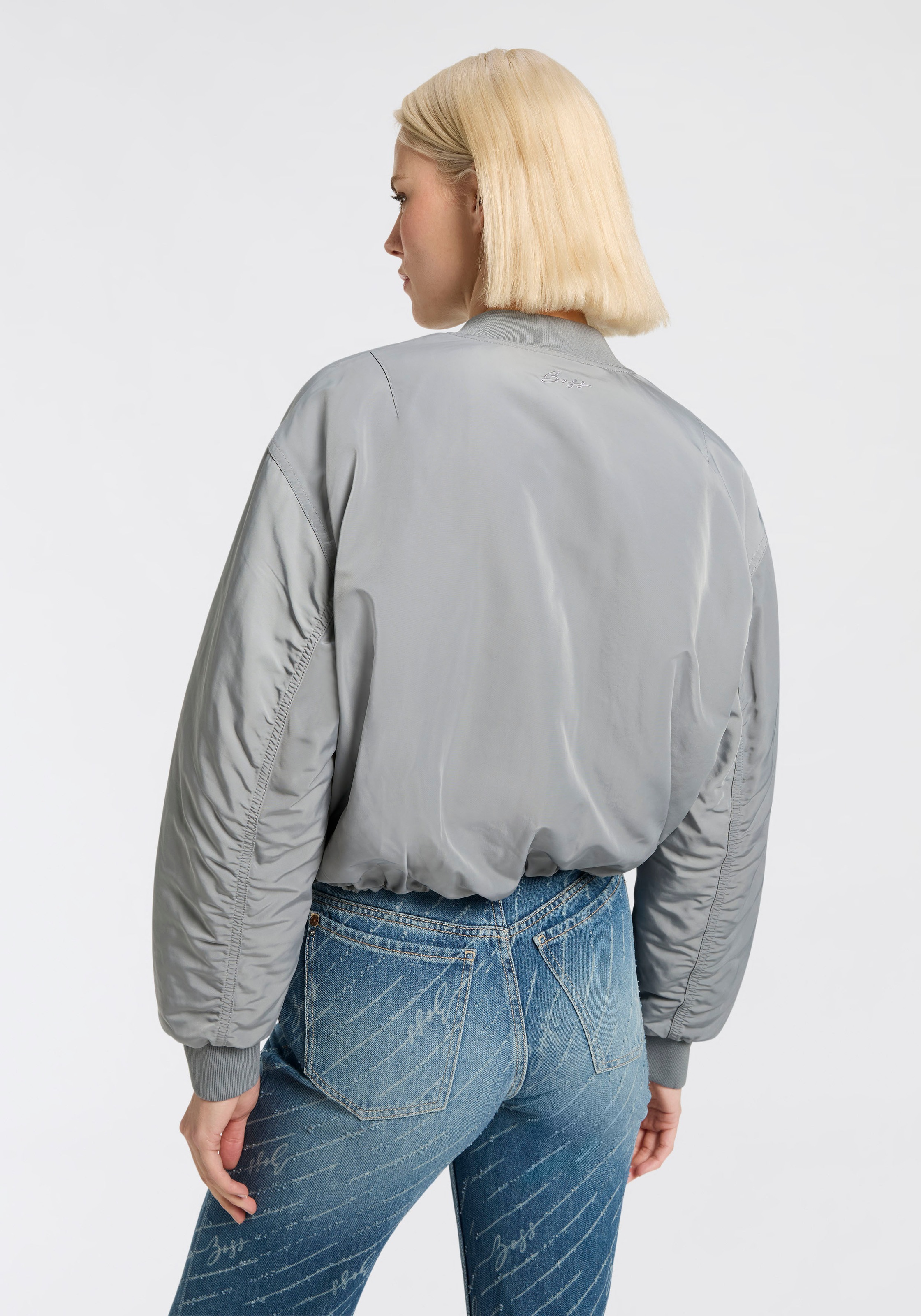 Thumbnail - BOSS ORANGE Bomberjacke "Paddana Premium Damenmode" im Wende-Design, Logo-Jacquard