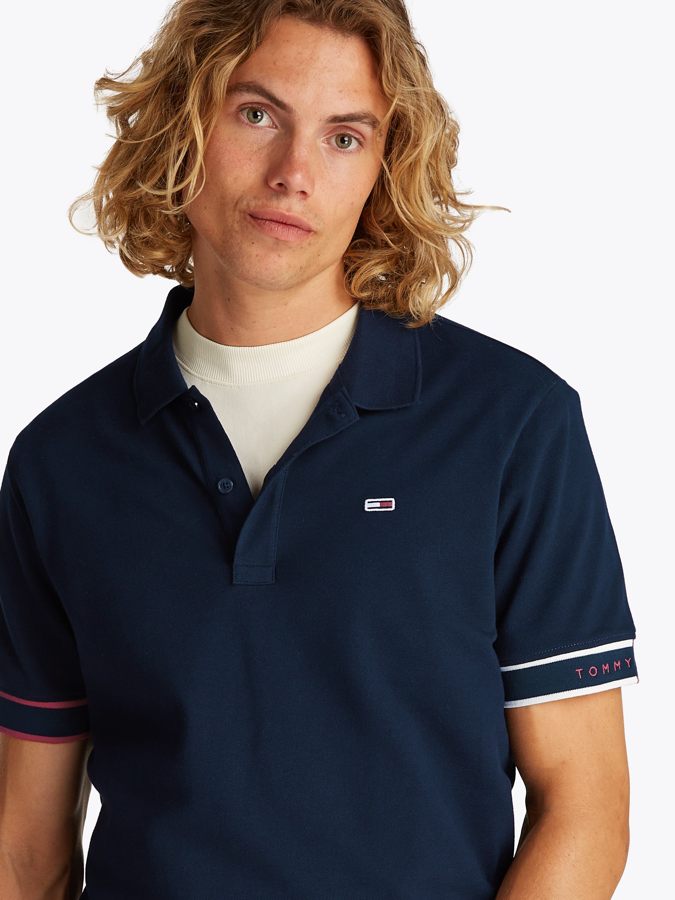 Tommy Jeans Poloshirt "TJM SLIM FLAG CUFF POLO EXT" günstig online kaufen