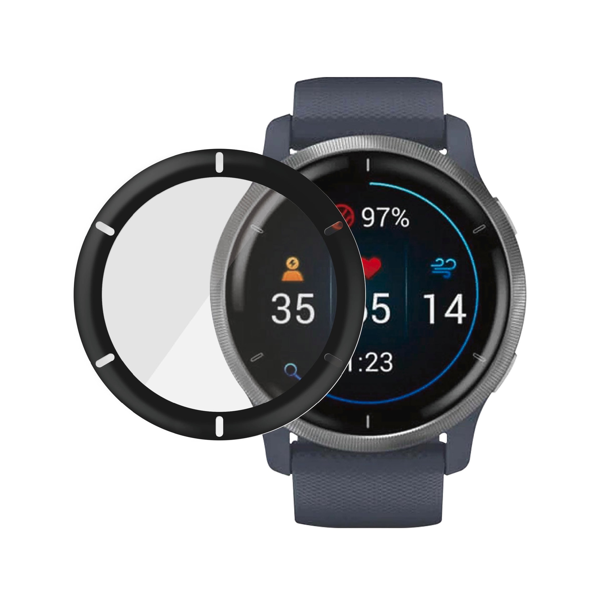 PanzerGlass Displayschutzglas »Curved Edges Design Screen Protection«, für Garmin Venu 2-Vivoactive 4, Displayschutzfolie, Schutzfolie, Bildschirmschutz, kratz- & stoßfest