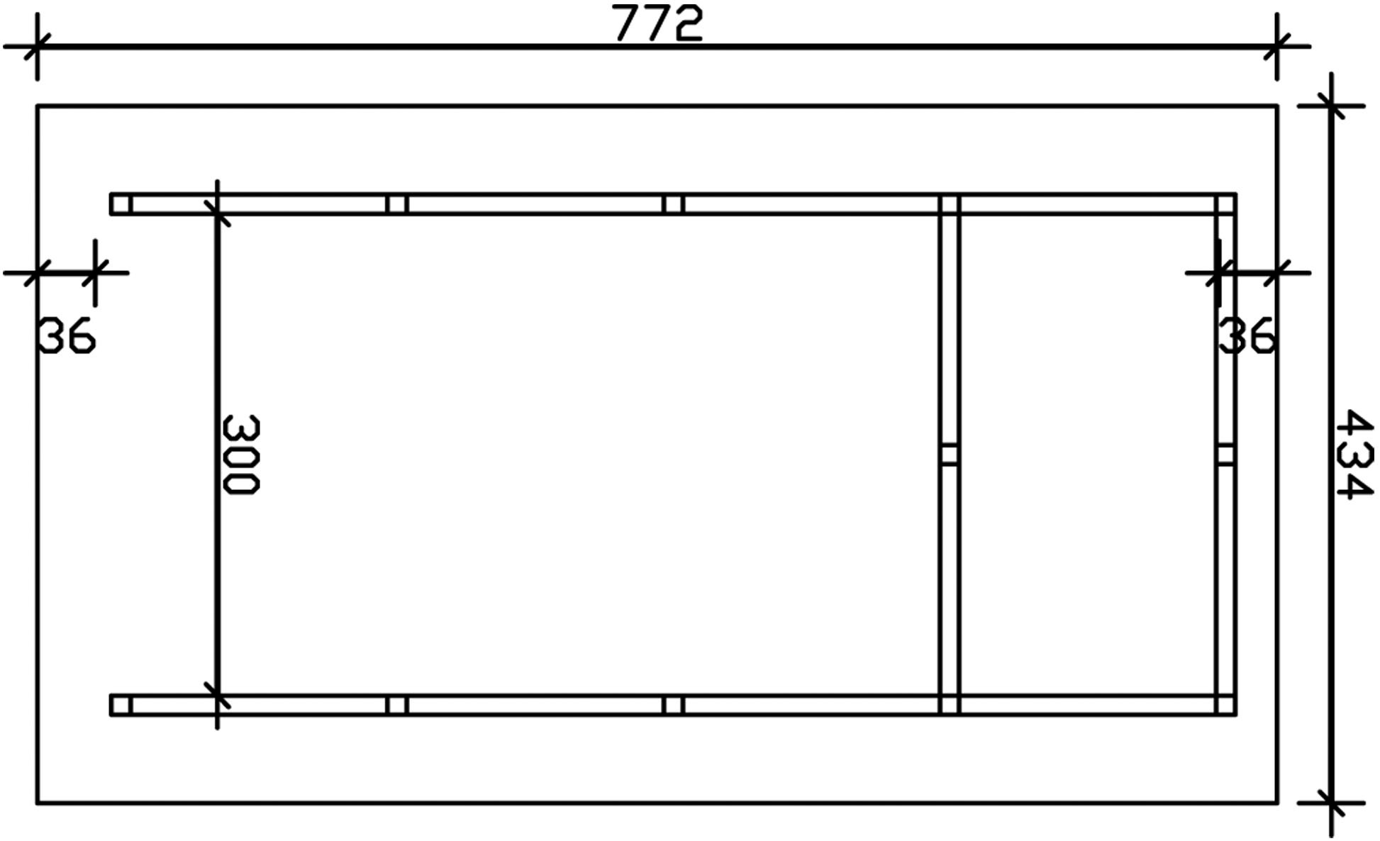 Skanholz Einzelcarport »Schwarzwald«, KVH-Fichte, 300 cm, Nussbaum, mit Abstellraum, mit Dachschalung