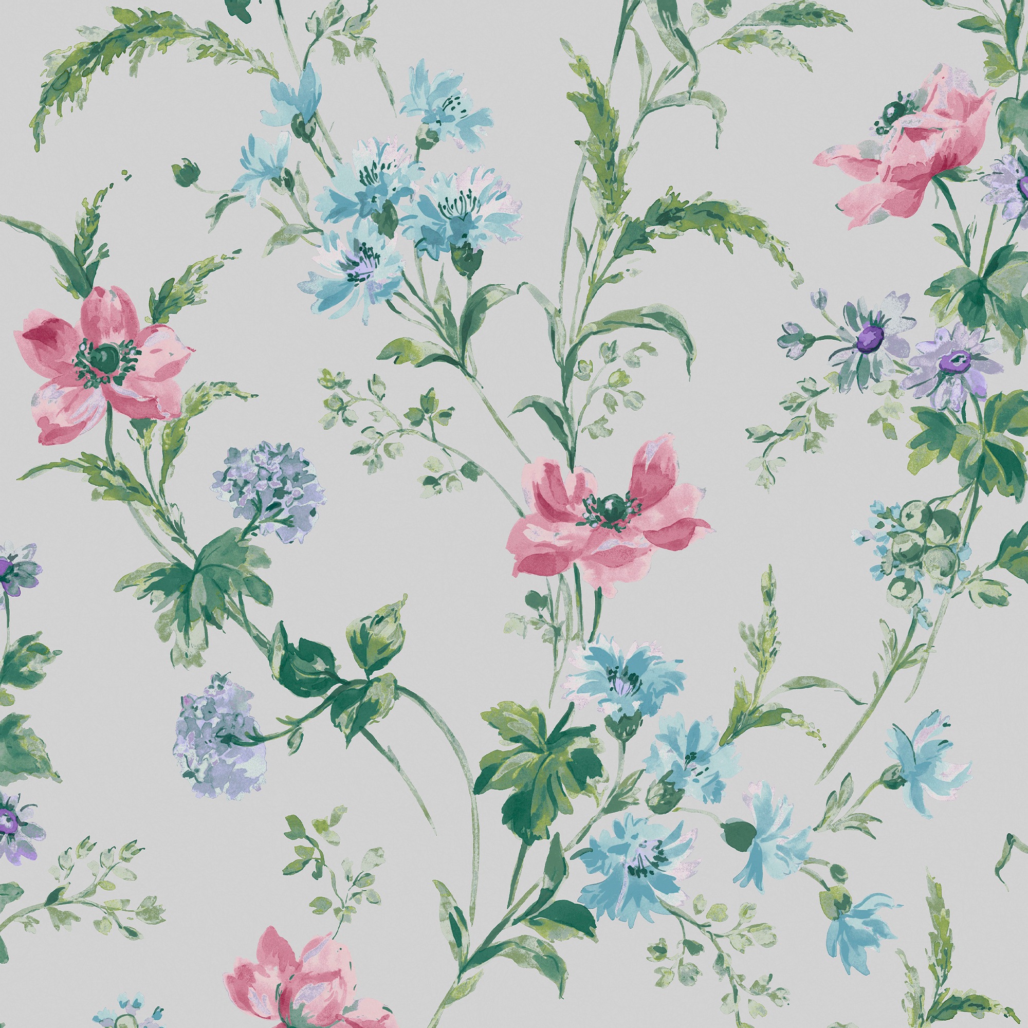 LAURA ASHLEY Vliestapete »Poppy Meadow Pale Violet«, geblümt, 10mx52cm (ca. 5m2)
