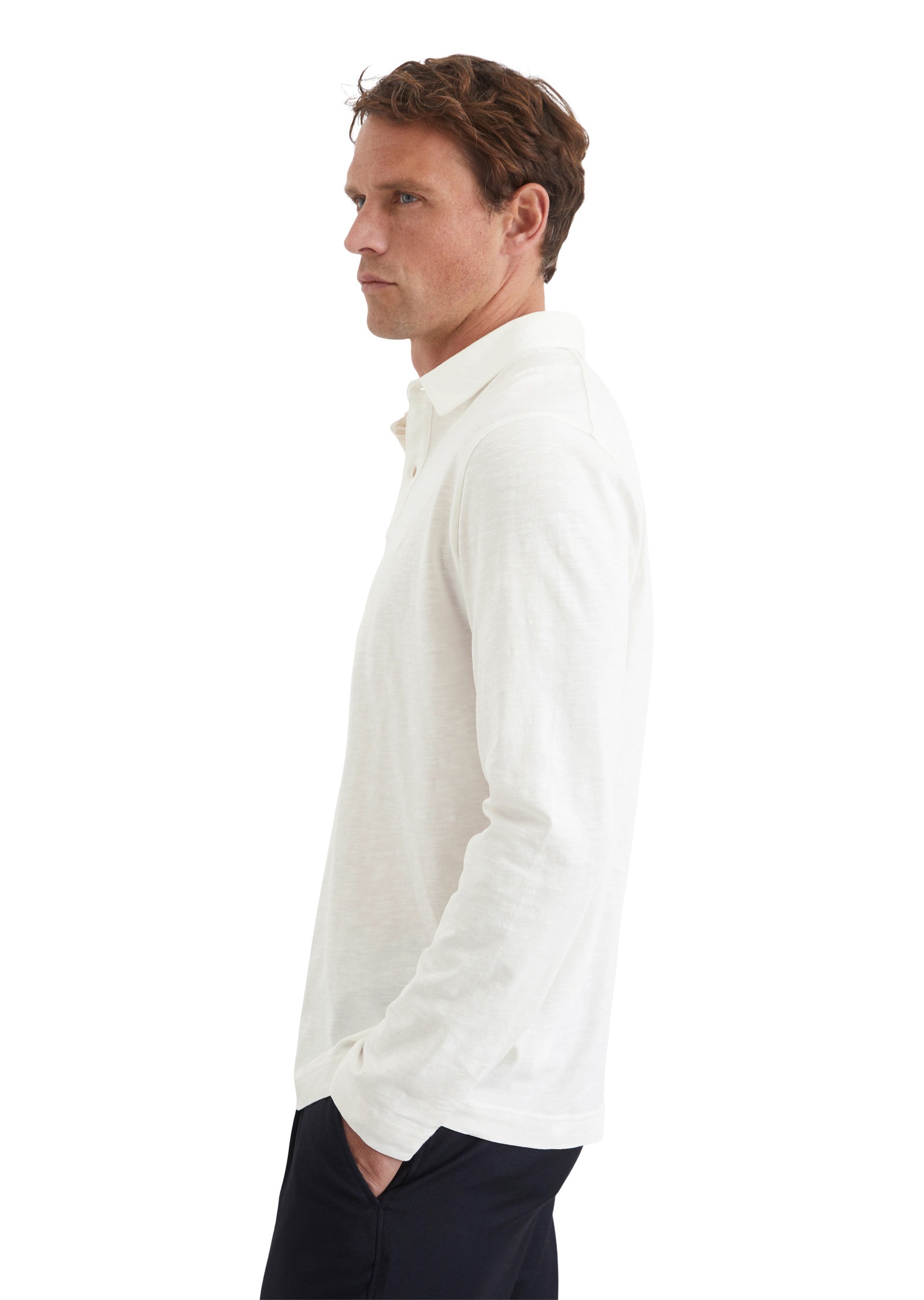 Marc O'Polo Langarm-Poloshirt »in softem Slub-Jersey«