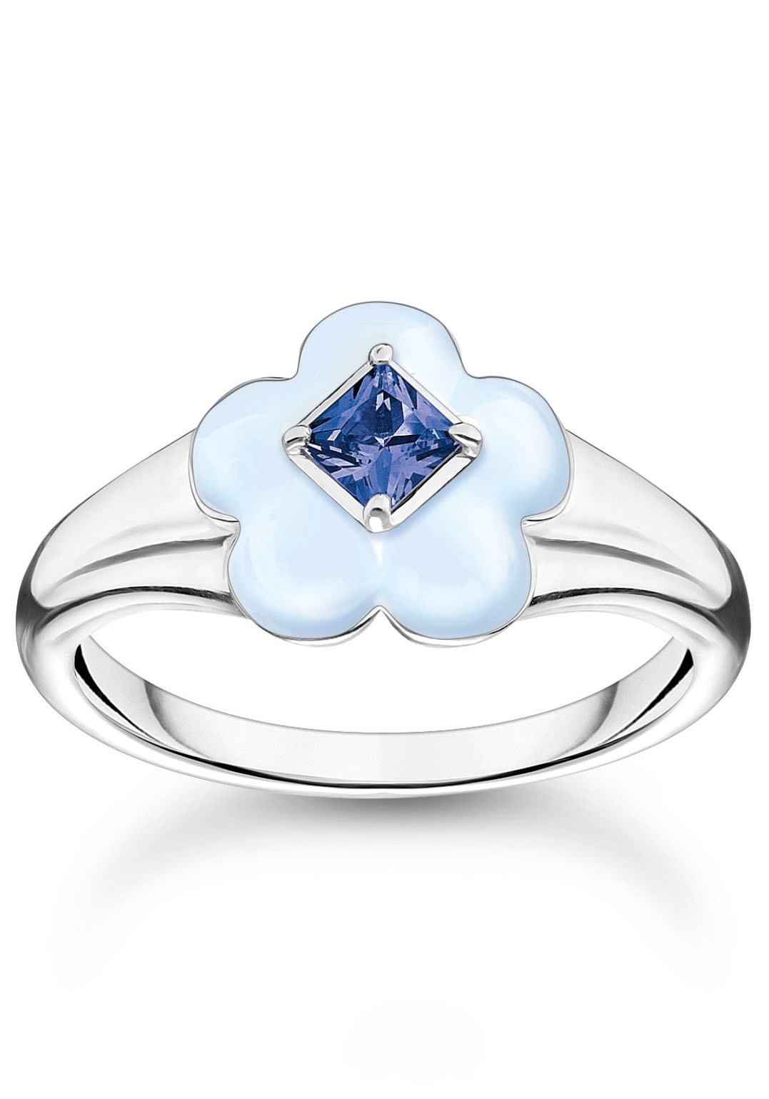 THOMAS SABO Fingerring »mit blauer Blume, TR2433-496-1-52,54,56,58«, mit  Glas-Keramik Stein bestellen | BAUR