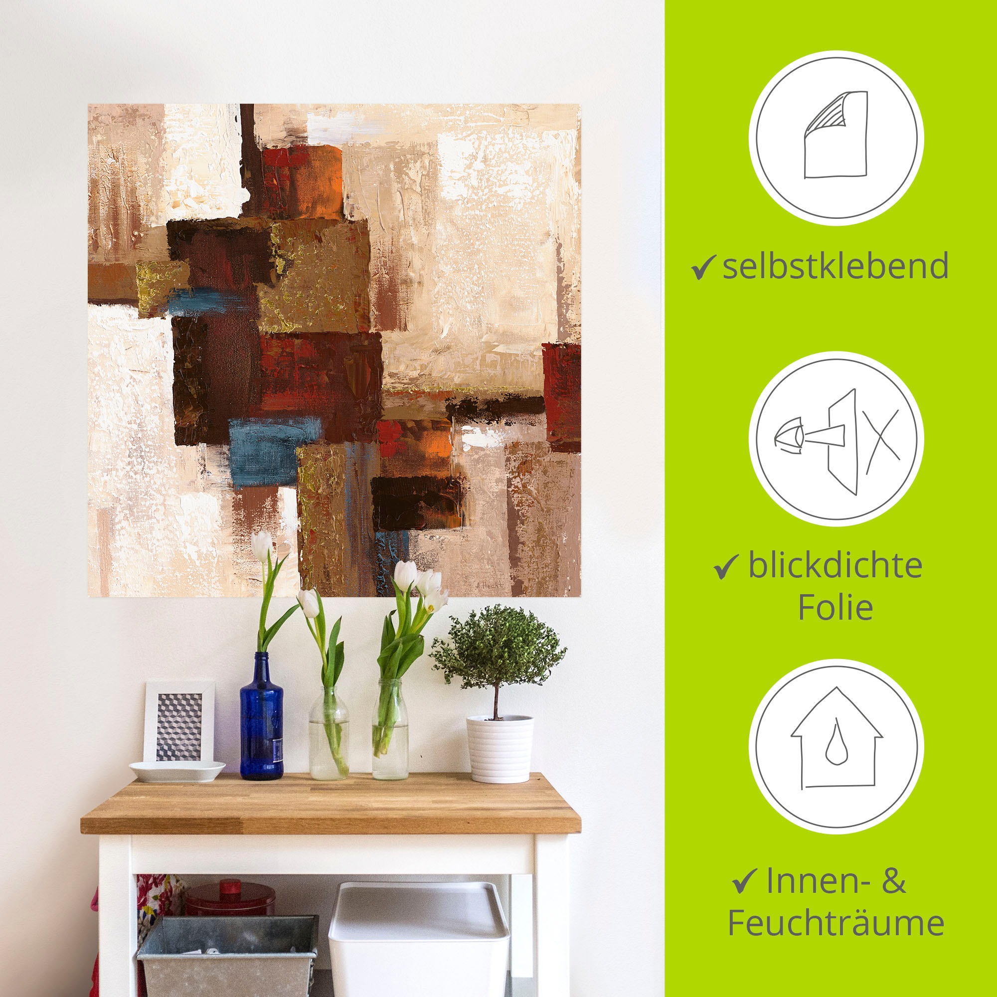 Artland Wandbild »Karos Abstrakt I«, Muster, (1 St.), als Leinwandbild, Wandaufkleber in verschied. Größen