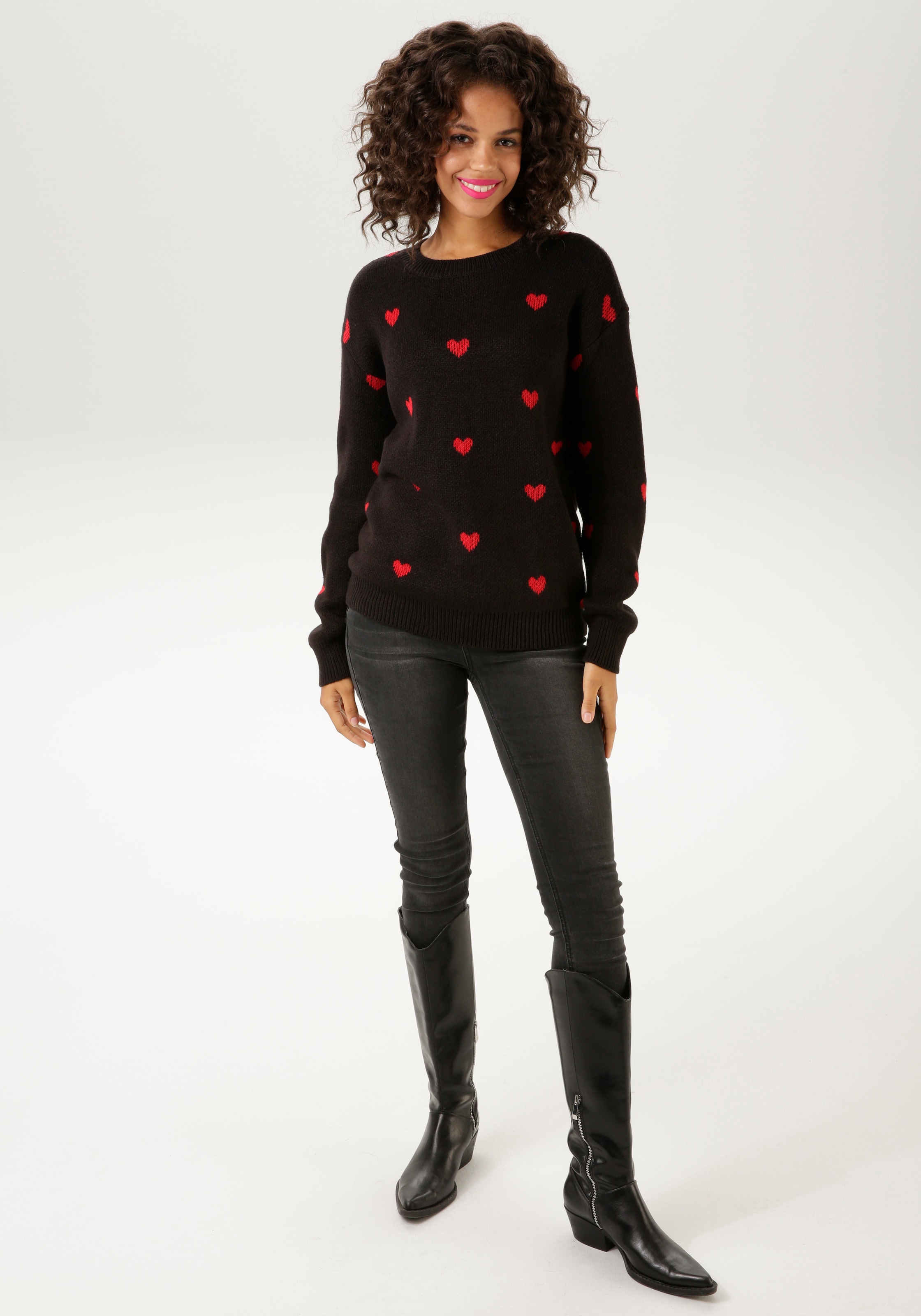 Aniston Casual Knit Pullover Black/Red 44 3