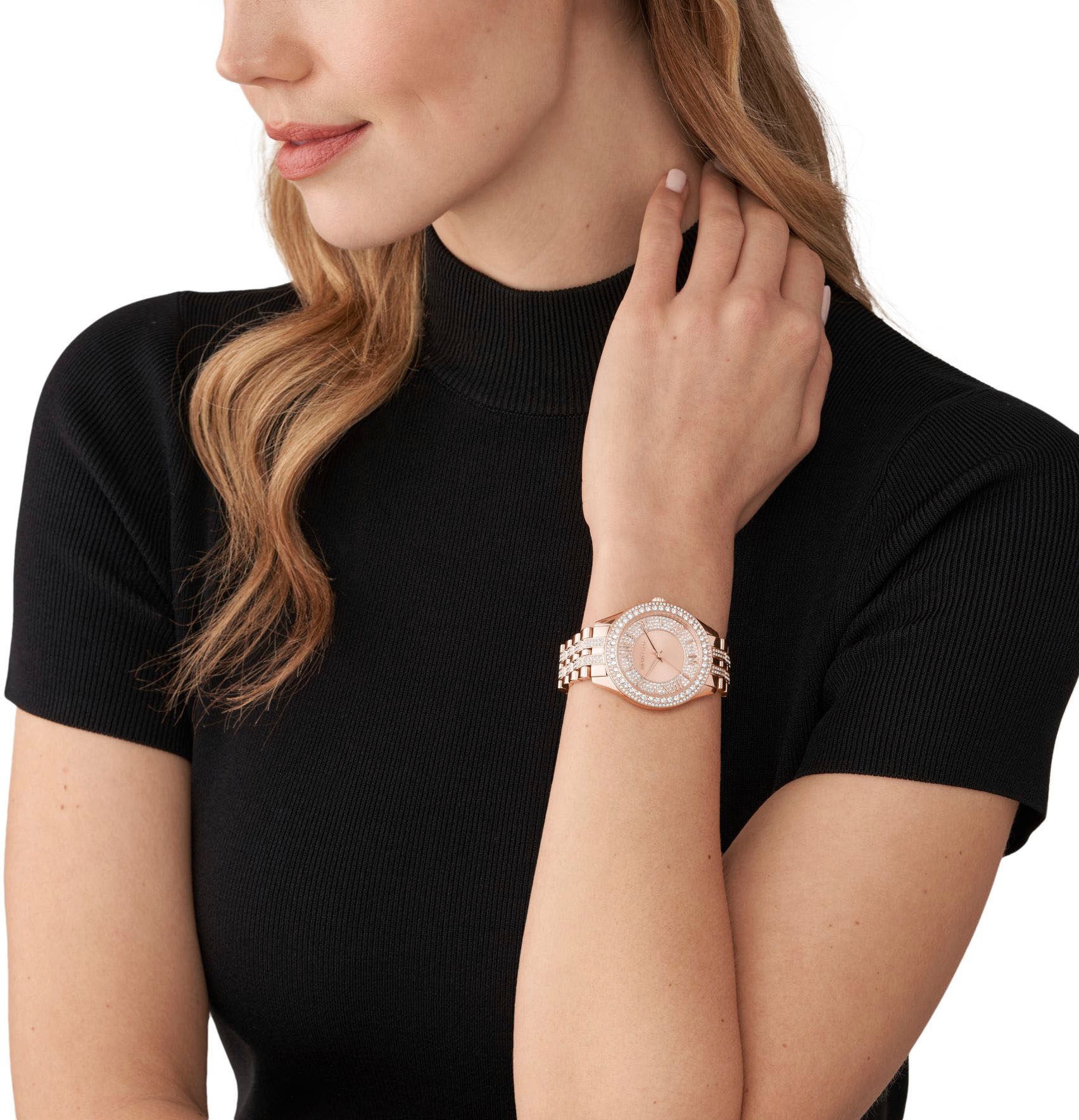 MICHAEL KORS Quarzuhr »HARLOWE«, Armbanduhr, Damenuhr, analog, Edelstahlarmband