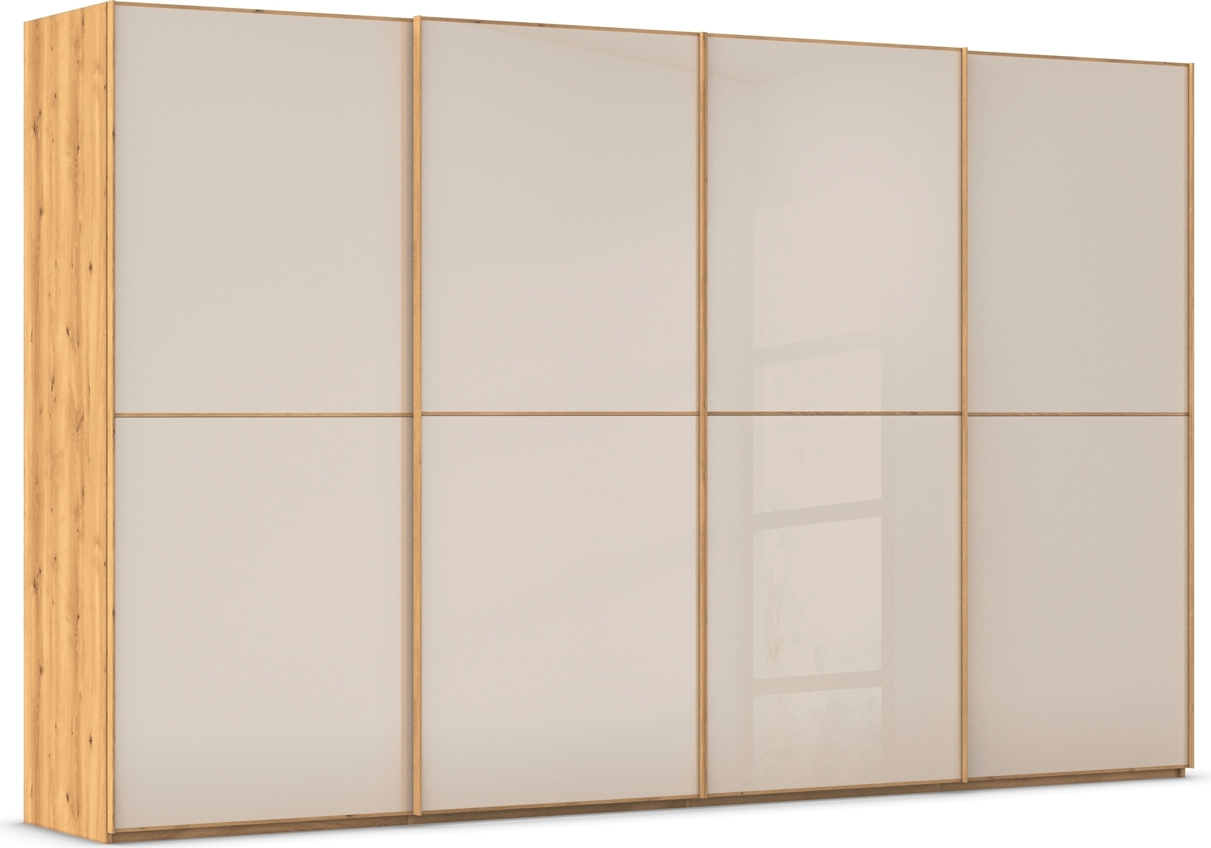 rauch Schwebetürenschrank "Kleiderschrank Schrank Garderobe Schlafzimmerschrank SCALE-DUO" edle zweigeteilte Türen Glas-Front mit 3 Zierleisten MADE IN GERMANY