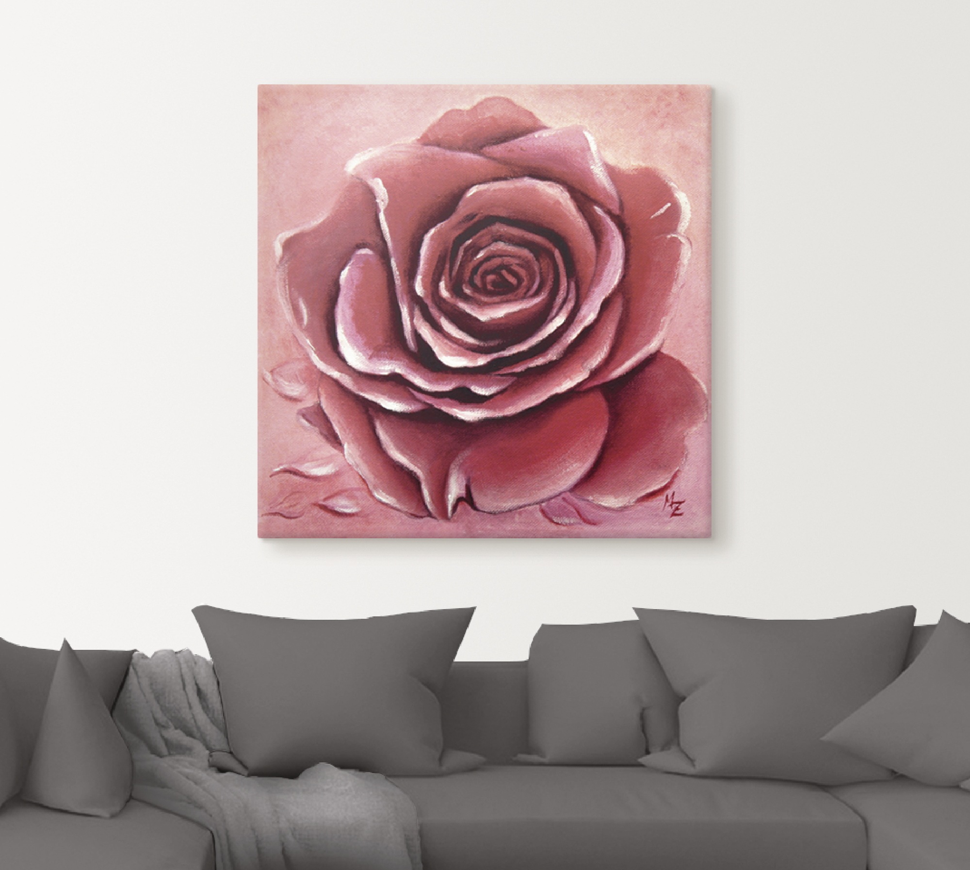 Artland Wandbild »Rote Rose handgemalt«, Blumen, (1 St.), als Alubild, Outdoorbild, Leinwandbild, Wandaufkleber, versch. Größen