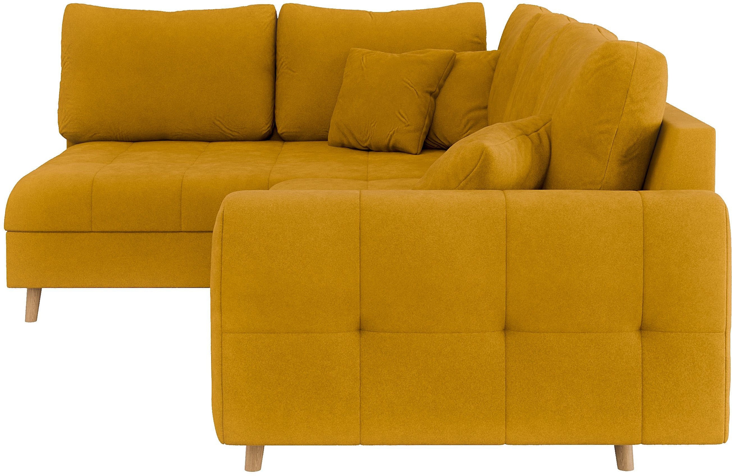 Home affaire Ecksofa »CHARRE L-Form mit Ottomane, Maße B/T/H: 231/161/81 cm«, feine Steppung, lose Rücken- und Zierkissen, auch in Cord und Bouclé