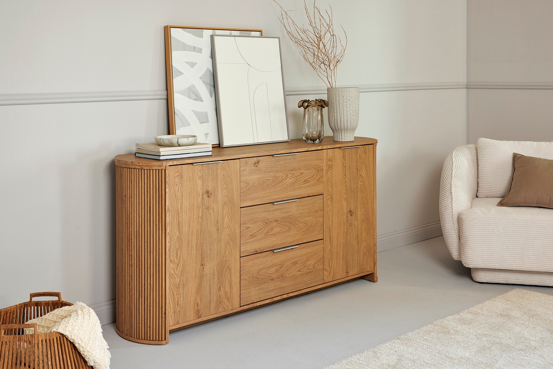 Jahnke Sideboard »MOON SB 160«, (1 St.), Sideboard, 2 Türen & 3 Schubladen, abgerundet, Breite ca. 160 cm