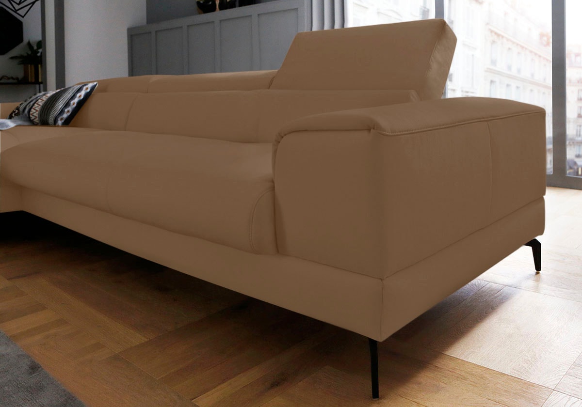 W.SCHILLIG Ecksofa »piedroo, Designsofa mit tollem Sitzkomfort, bequem, L-Form«, Kopfteilverstellung, wahlweise mit Sitztiefenverstellung, Breite 343cm
