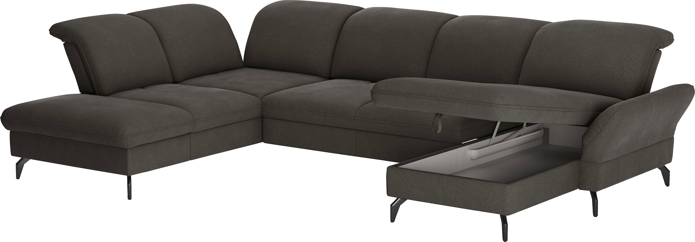 sit&more Wohnlandschaft »Leandro U-Form«, Wahlweise mit Bett-, Kopfteil - und Armlehnfunktion, sowie Bettkasten