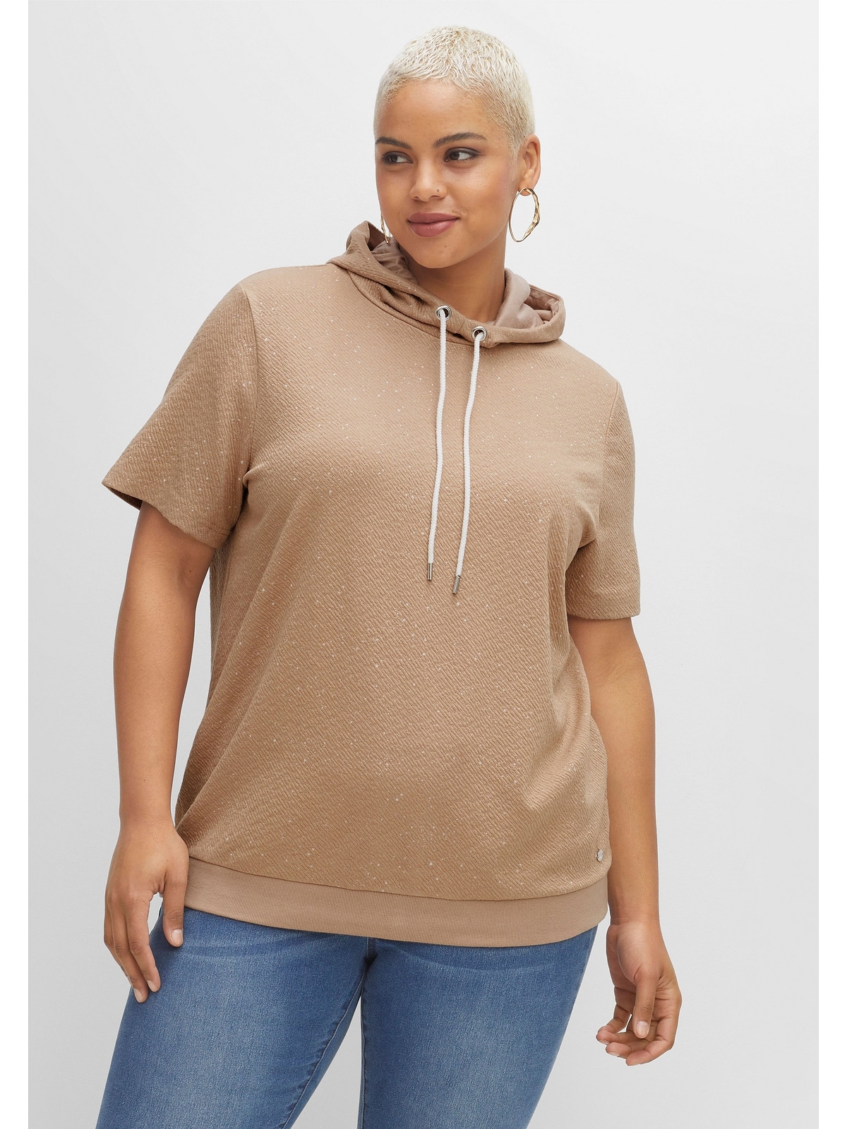 Sheego T-Shirt »Große Größen«, aus leichter Sweatware, mit Kapuze bestellen  | BAUR