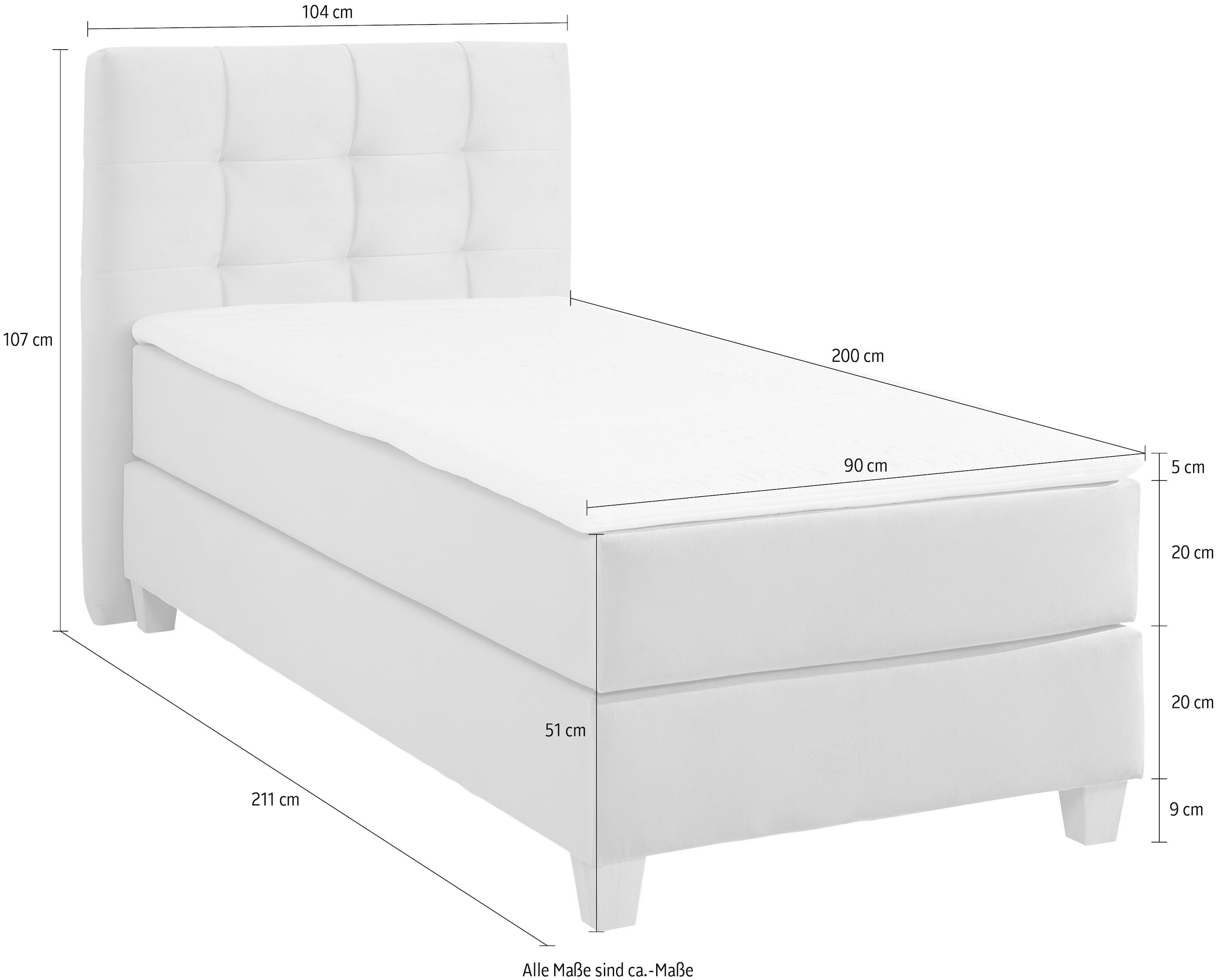 Home affaire Boxspringbett »Moulay«, inkl. Topper, 6 Breiten, 3 Härtegrade, TFK auch in Härtegrad 4
