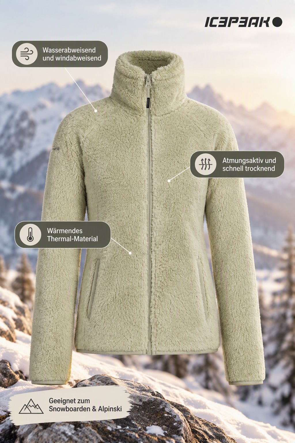 Icepeak Fleecejacke »ICEPEAK LOMA JR« für Kinder, wasserabweisend, windabweisend, atmungsaktiv, wärmend