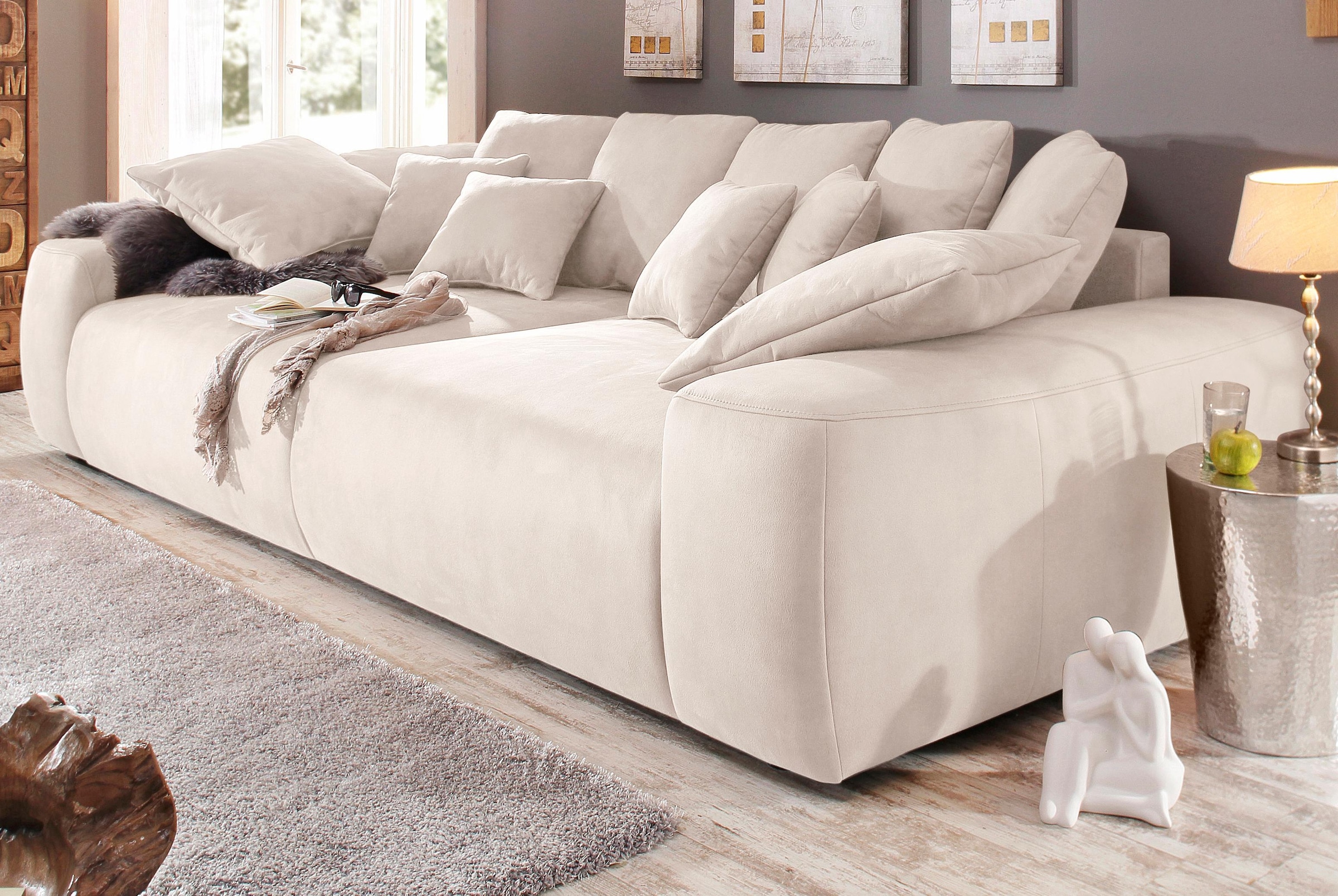 Home affaire Big-Sofa »Sundance«, Boxspringfederung, Breite 302 cm, Lounge Sofa mit vielen losen Kissen