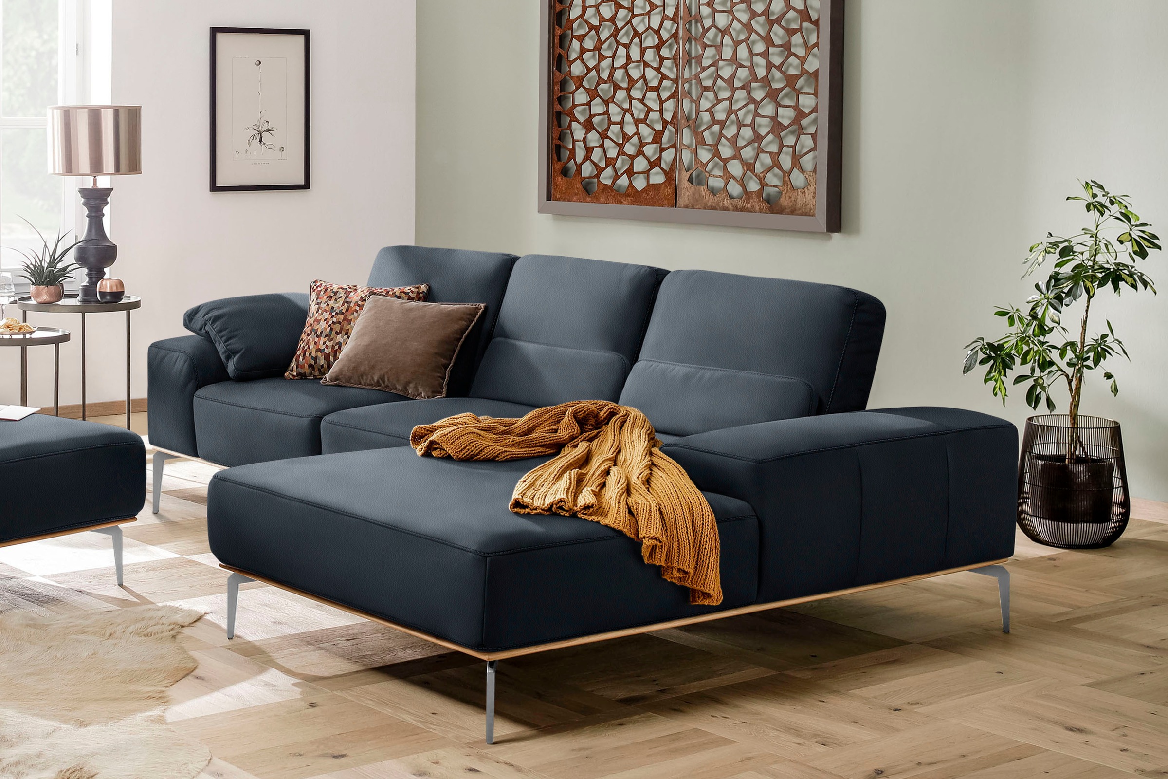 W.SCHILLIG Ecksofa "run", mit elegantem Holzsockel, Füße in Chrom glänzend, günstig online kaufen