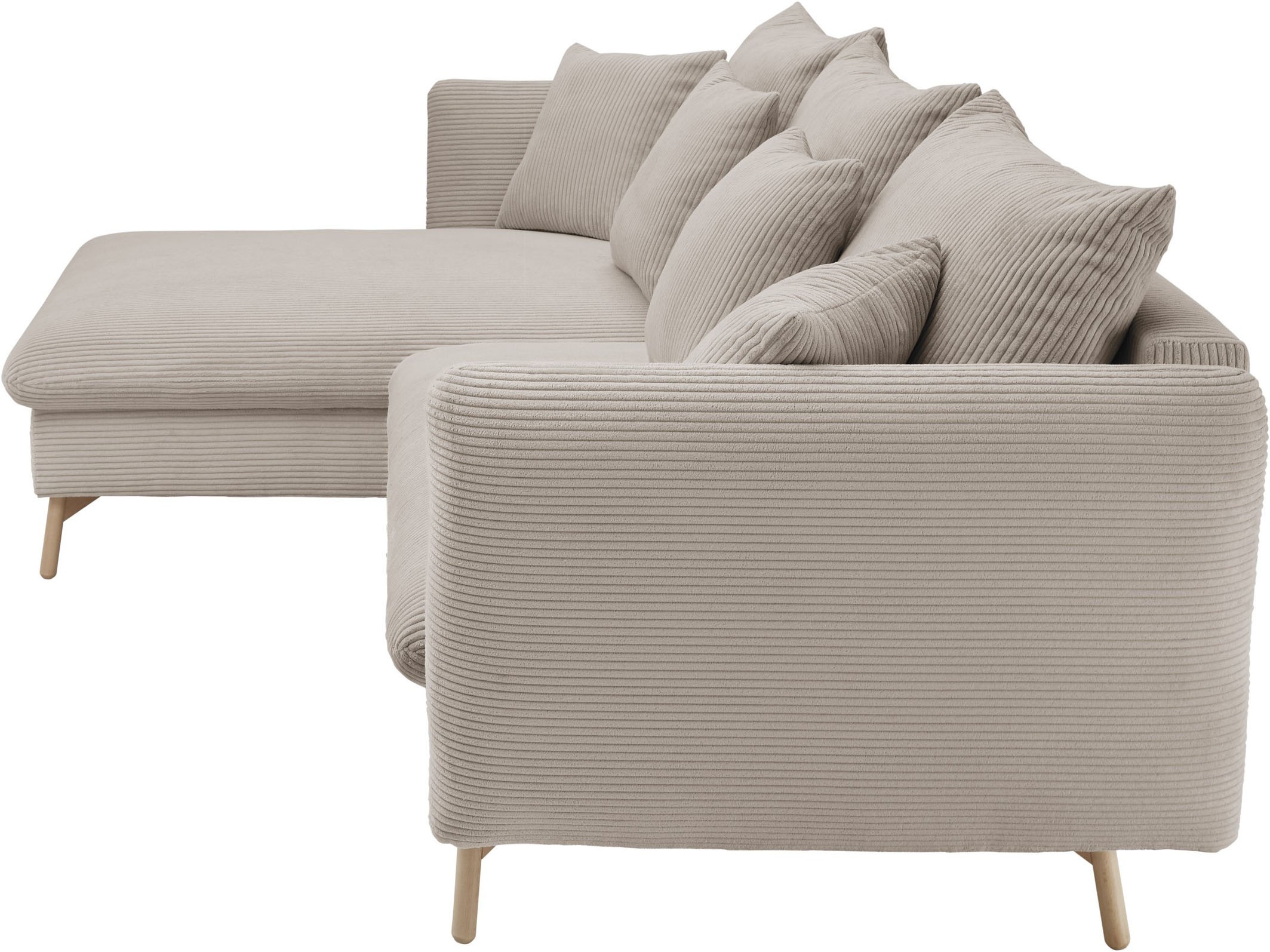 andas Ecksofa »MERLE, 258 cm, L-Form, traumhafter Cord,«, mit Bettfunktion und Bettkasten, Liegefläche 224 x 139