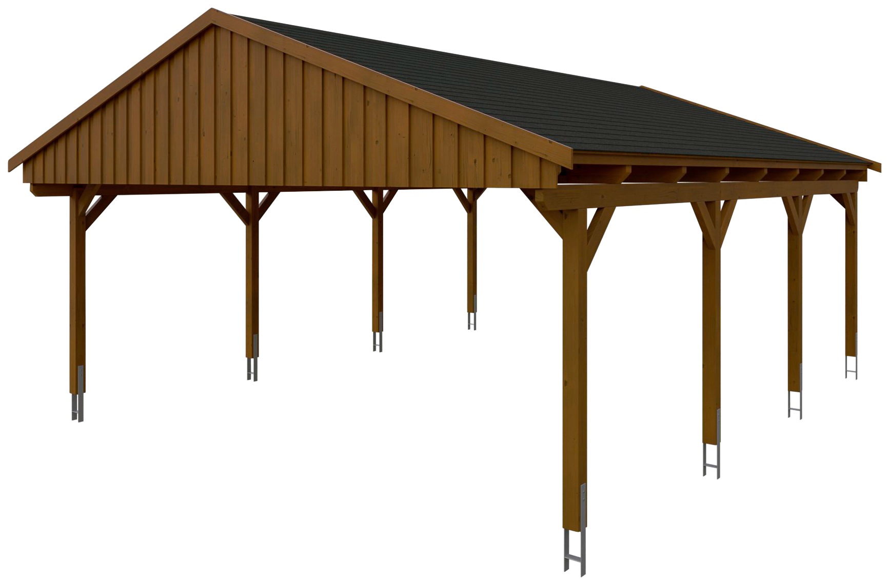 Skanholz Doppelcarport »Fichtelberg«, braun, mit schwarzen Schindeln