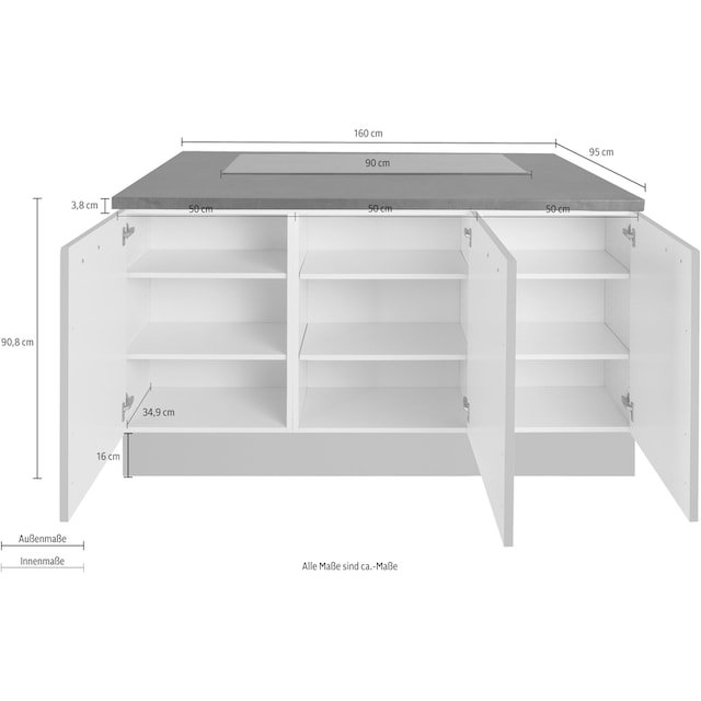 OPTIFIT Kochinsel »Cara«, mit Vollauszügen und Soft-Close-Funktion,  Stellbreite 150 x 95 cm bestellen | BAUR