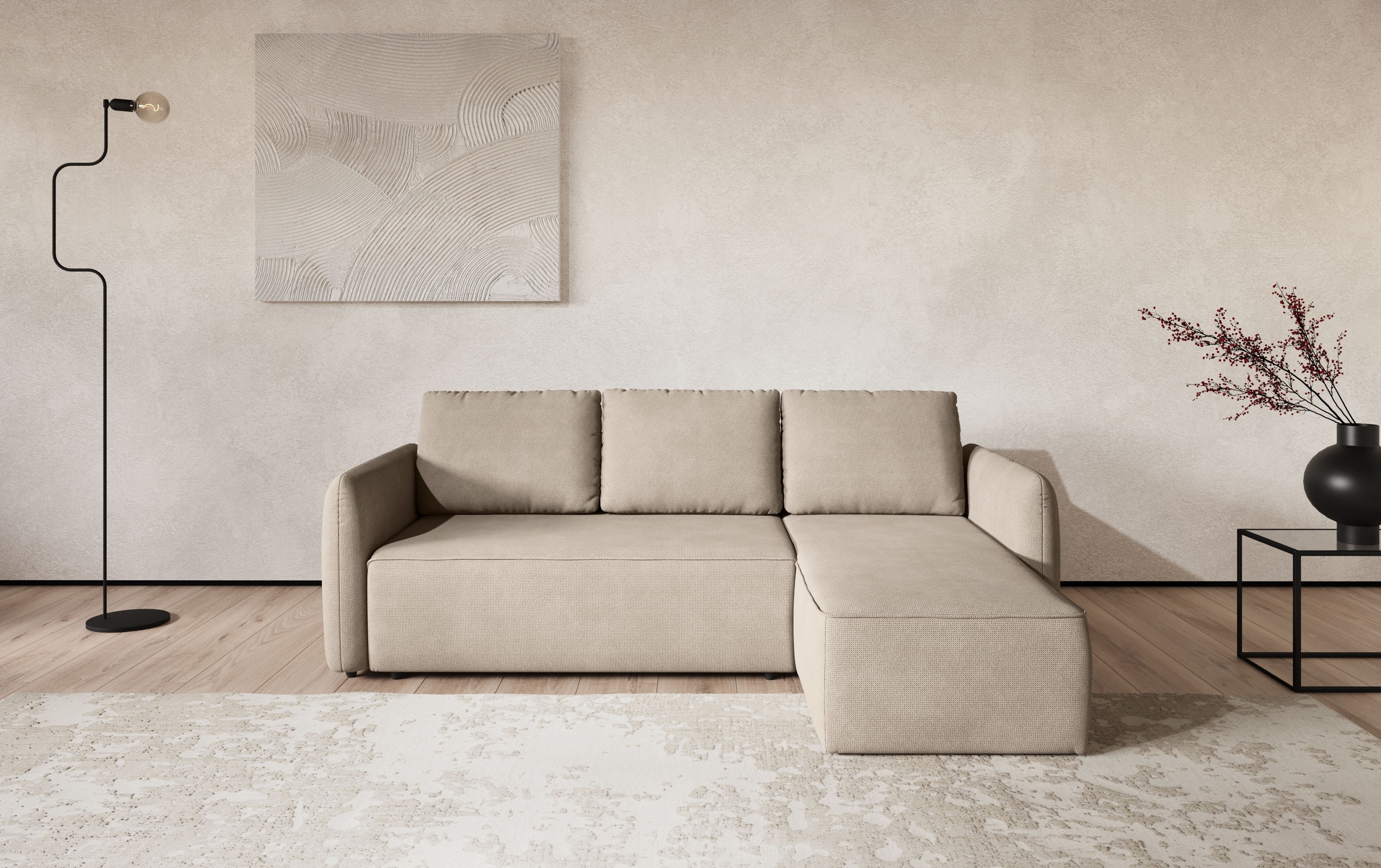 COTTA Ecksofa "Flow, bequem, L-Form, Breite 239 cm, schmale Armlehnen" wahlweise mit Schlaffunktion