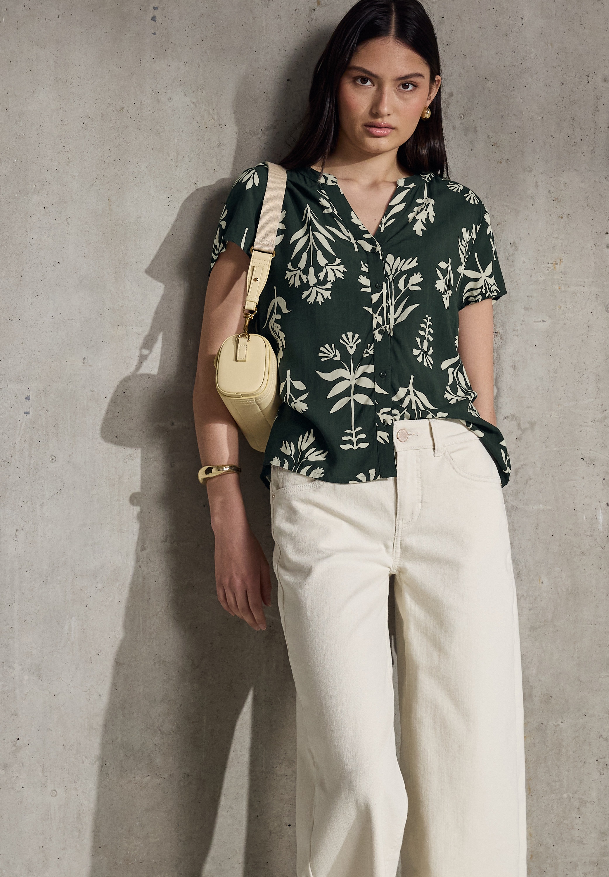 STREET ONE STUDIO Kurzarmbluse mit Knopfleiste