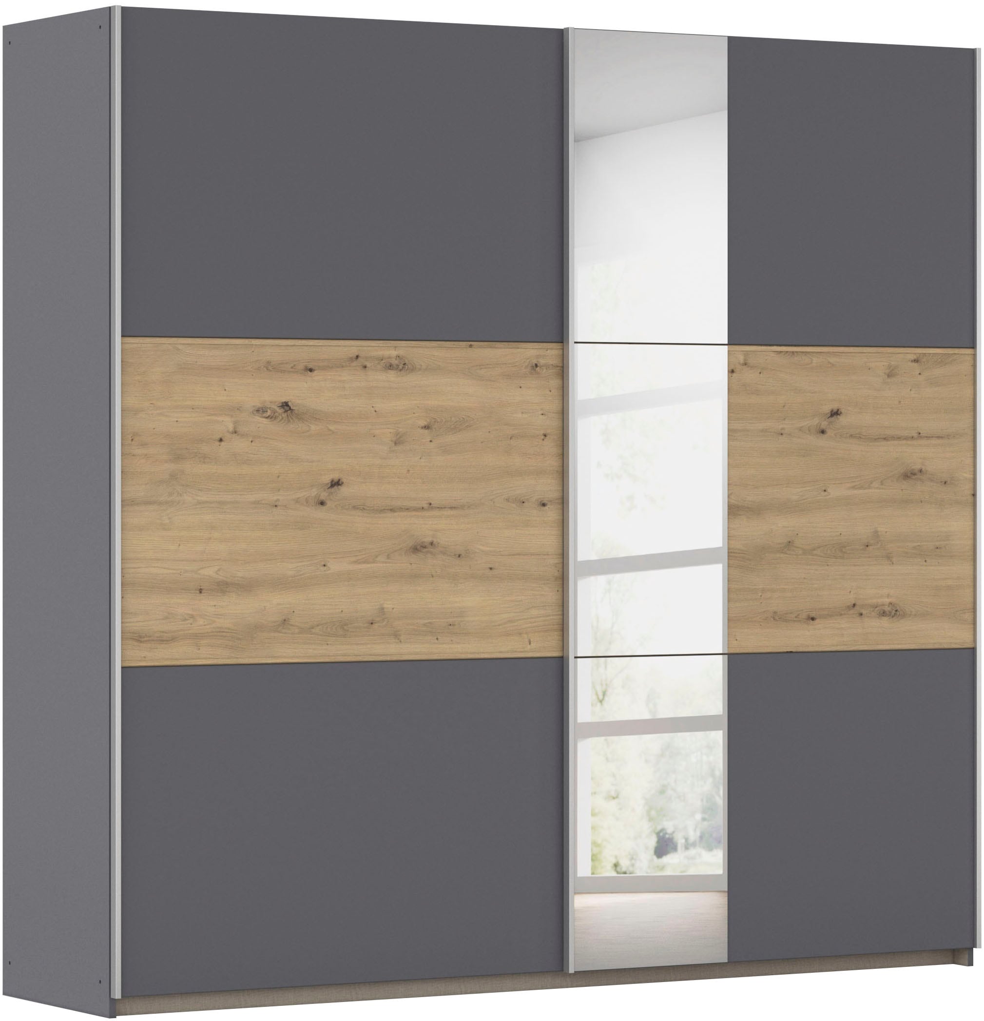 OTTO home Kleiderschrank "Mehrzweckschrank Aktenschrank Möbel Mietswohnung TOPSELLER ASTANA" 3 Ausstattungen BASIC/CLASSIC/PREMIUM (inkl. SOFT-CLOSE-FUNKTION), mit 3 Spiegelelementen, Metallgriffleisten alufarbig MADE IN GERMANY