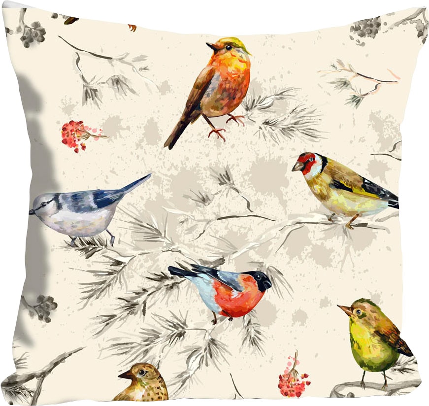 queence Dekokissen »Jay« mit vielen bunten Vögeln