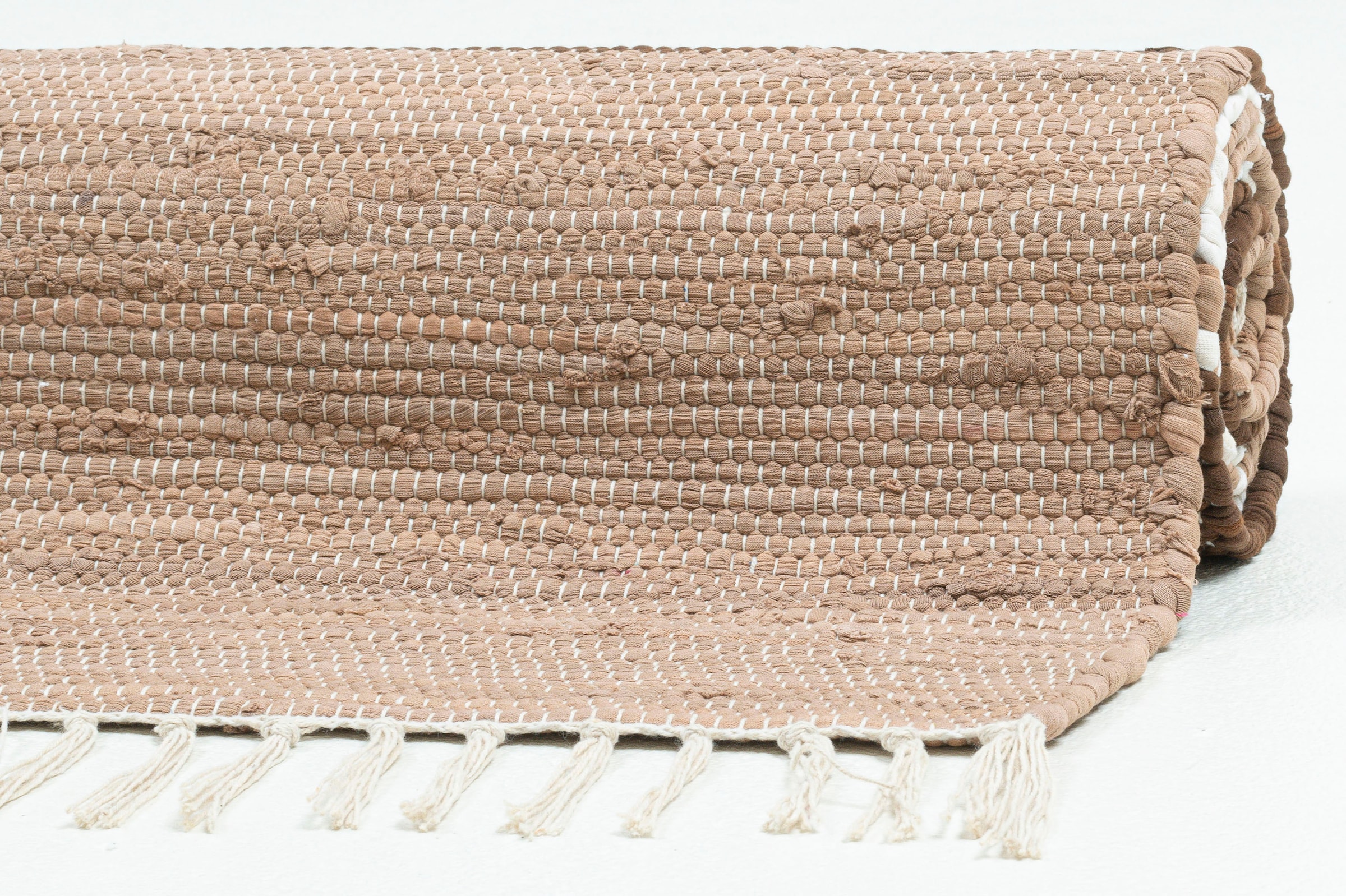 THEKO Läufer »Stripe Fransen Flachgewebe, BAUR reine rechteckig, | mit Baumwolle, handgewebt, Cotton«, Handweb