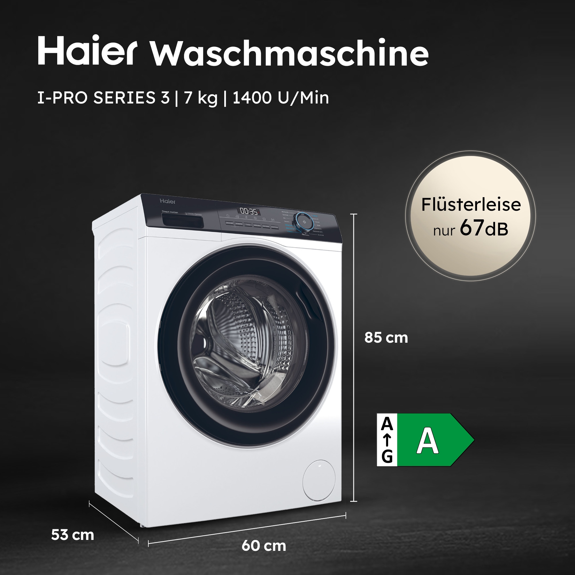 Haier Waschmaschine »HW70-B14929« 7 kg 1400 U/min 7 kg, 1400 U/min, Flüsterleiser Motor, Antibakterielle Technologie