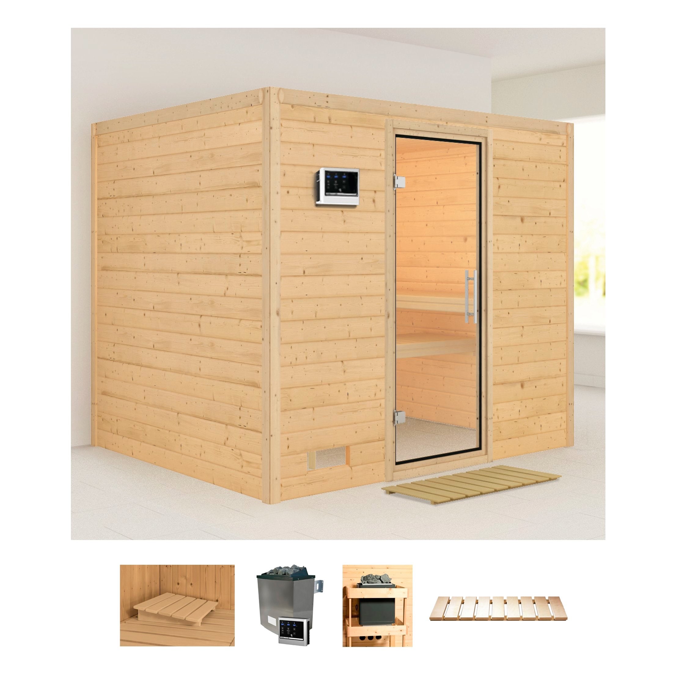 Karibu Pirtis »Soraja« (Set) 9-kW-Ofen su ext...