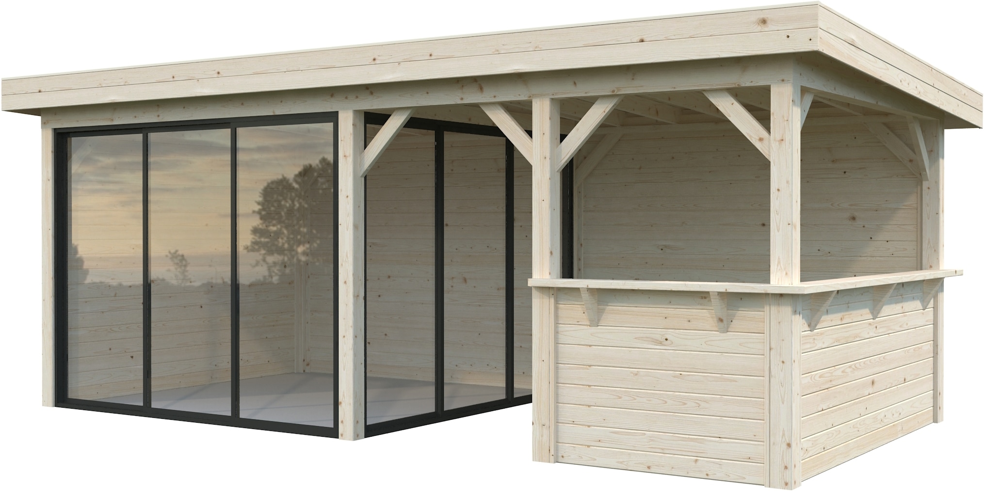 Palmako Gartenhaus "Lenna 16,6 m², Set 707 Slide Plus"