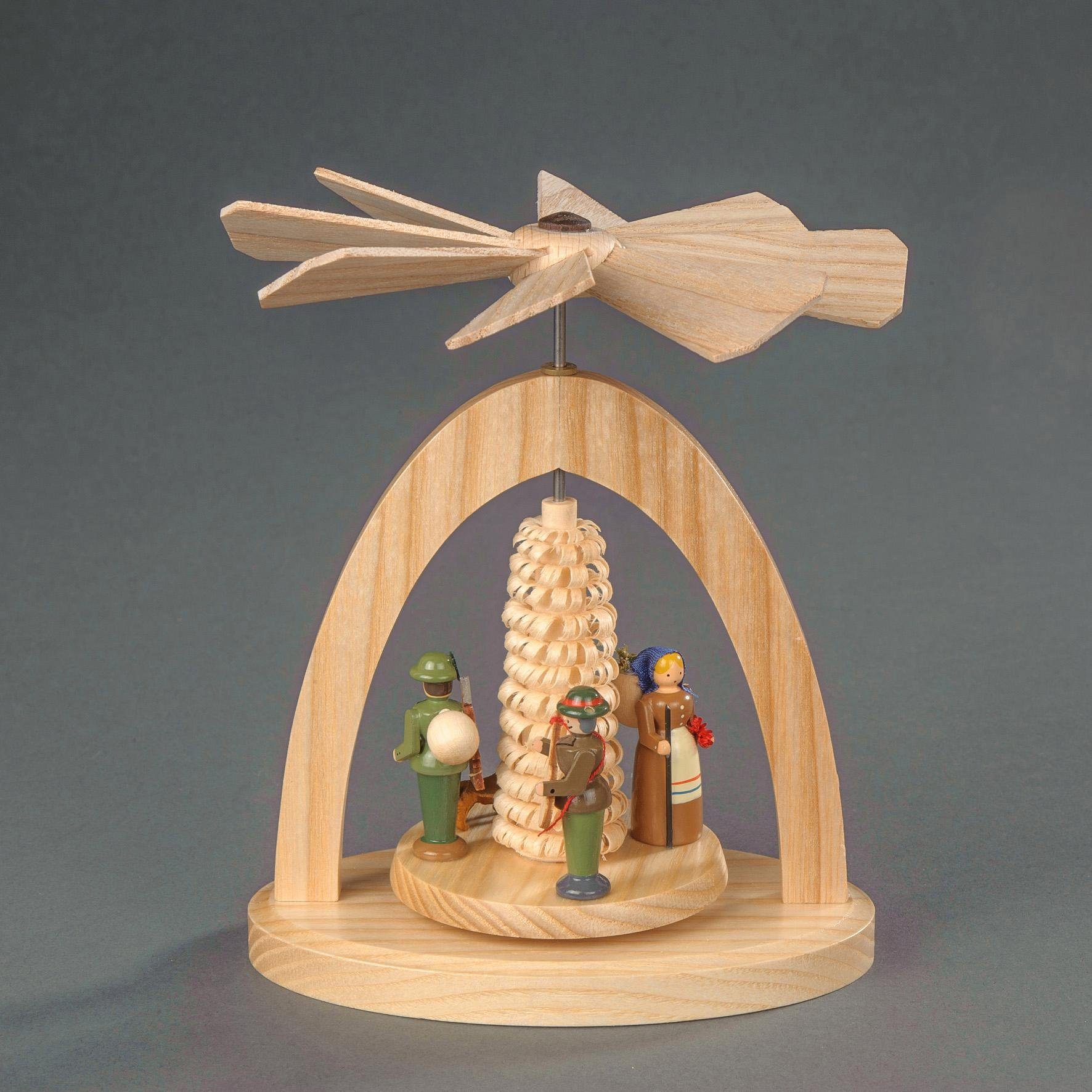 Albin Preissler Weihnachtspyramide "Wärmespiel "Förster mit Hund", Handwerkskunst aus dem Erzgebirge" Weihnachtsdeko aus Eschenholz