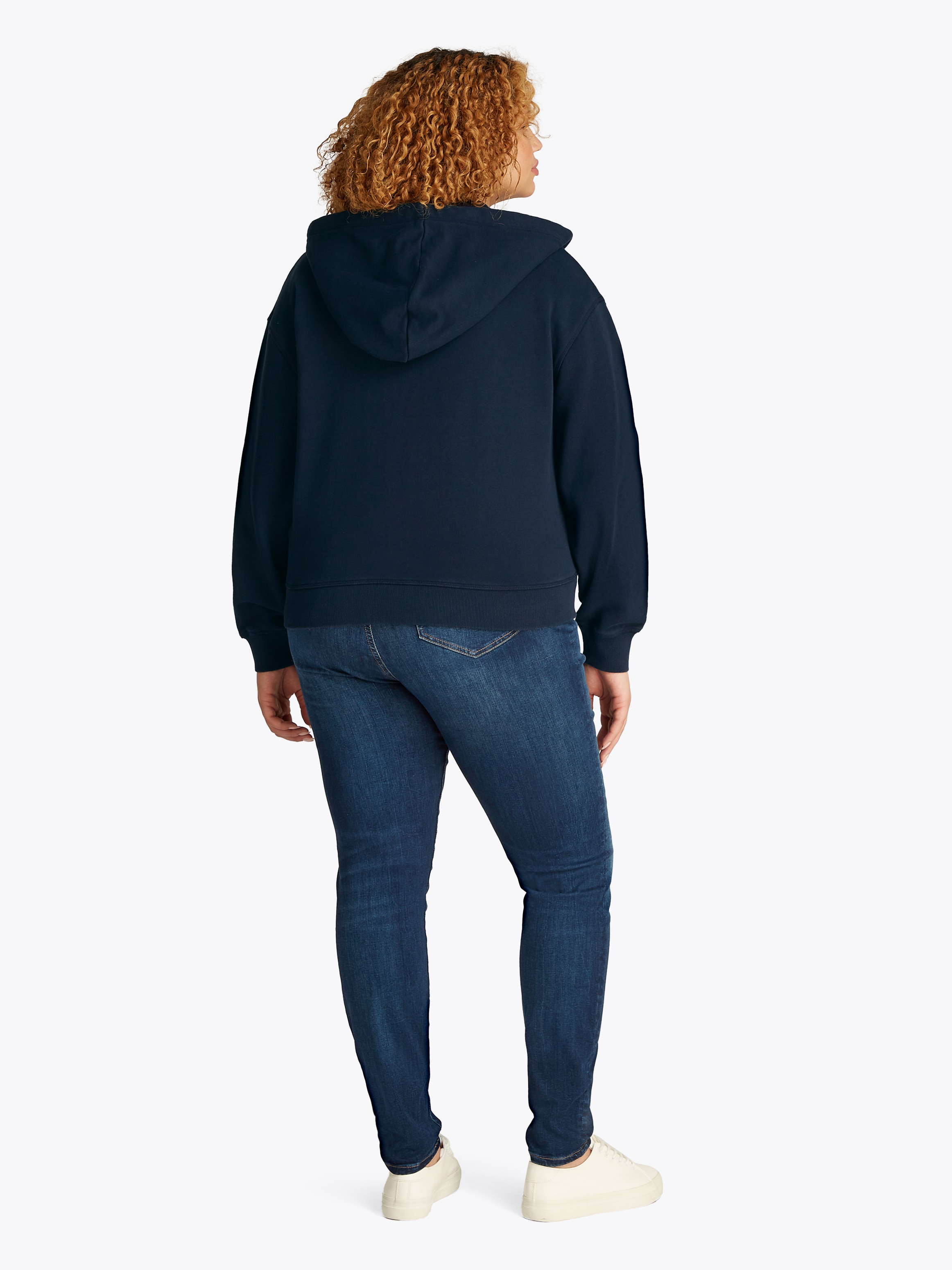 Tommy Hilfiger Curve Sweatjacke »CRV REG SCRIPT ZIP HOODIE«, in Großen Größen, Kapuze, Zipper, Logoschriftzug