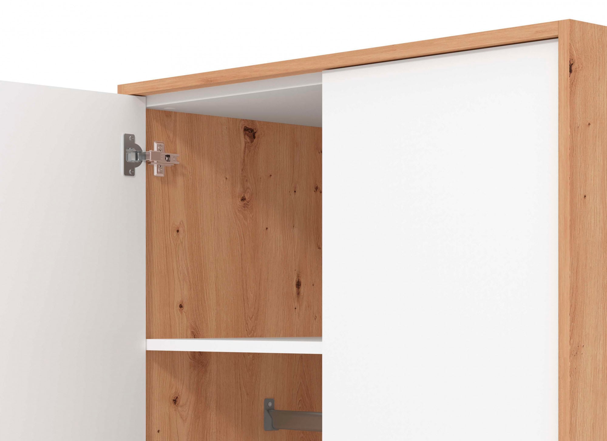 INOSIGN Kleiderschrank »Varadero, FSC®-zertifizierter Holzwerkstoff, Made in Europe«, 2-türig, 80,5/53/203,5cm, weiß-eichefarben