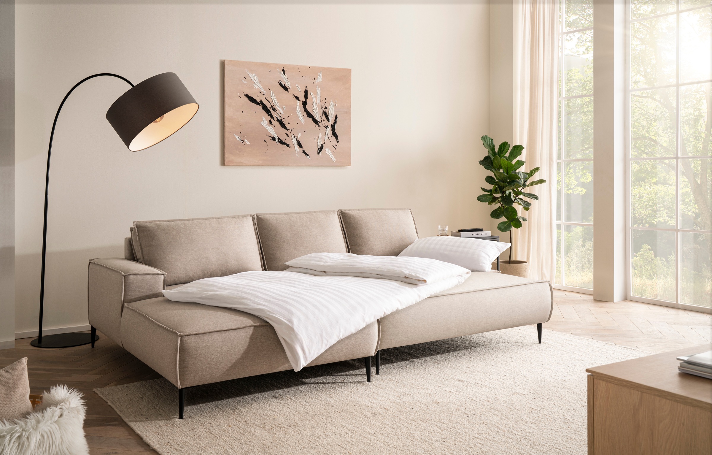 andas Sitzgruppe »TVINNU, Polsterecke L-Form, Schlaffunktion, mit Hocker« Set, 2 Stk. tlg. Set, stellbar zum Schlafsofa (Krokodilverbinder)